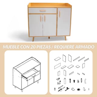 Foto 5 | Mueble Credenza Ilios Innova color Maple y Blanco Recibidor