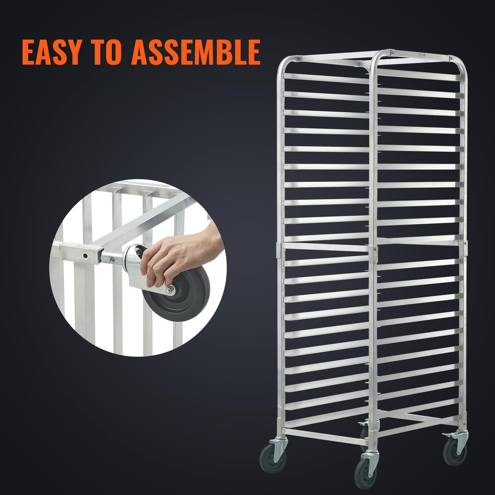 Foto 6 pulgar | Bun Pan Rack Vevor, 20 Niveles, Comercial, Con Ruedas De Freno, Aluminio - Venta Internacional.