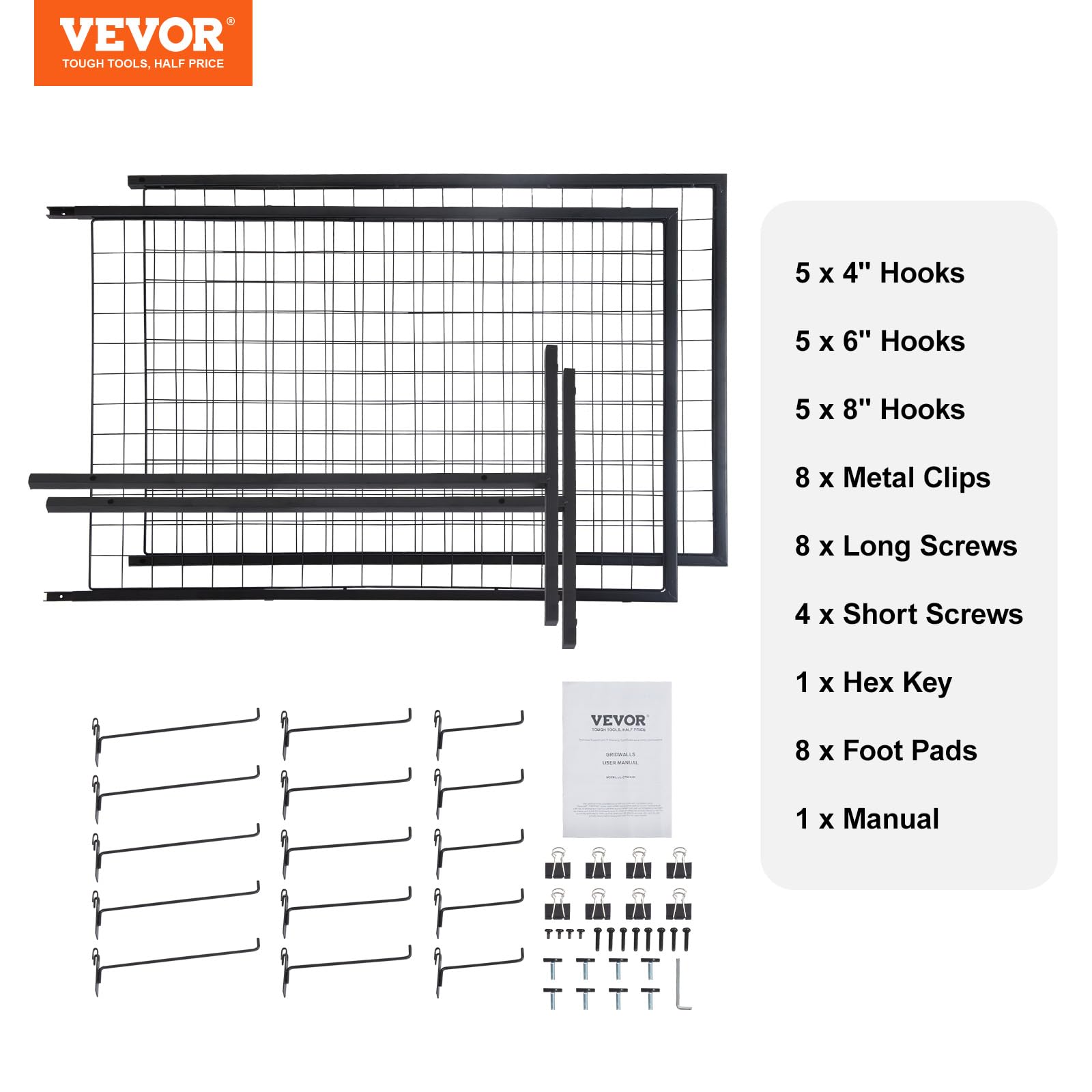 Foto 7 | Paneles De Pared Con Rejilla Tower Vevor, 60 X 170 Cm, 2 Paquetes Con Base En T - Venta Internacional.