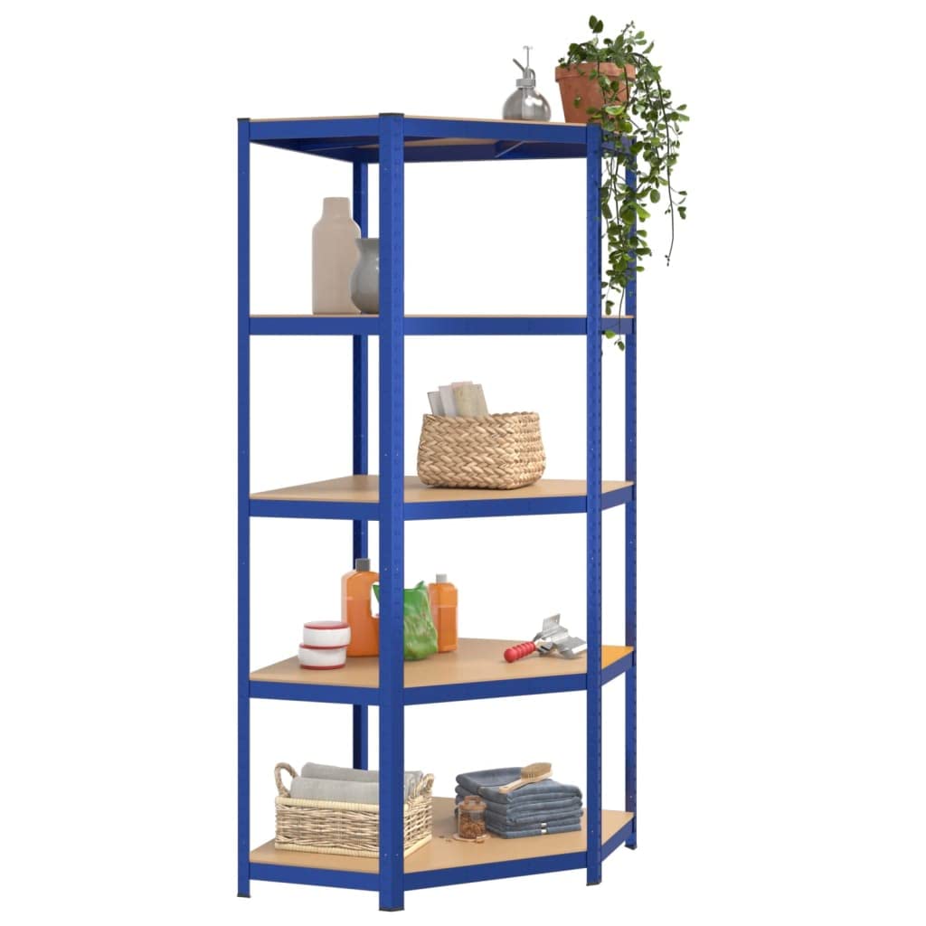 Foto 4 | Estante De Esquina Vidaxl De 5 Capas De Acero Azul Y Madera Artificial - Venta Internacional.