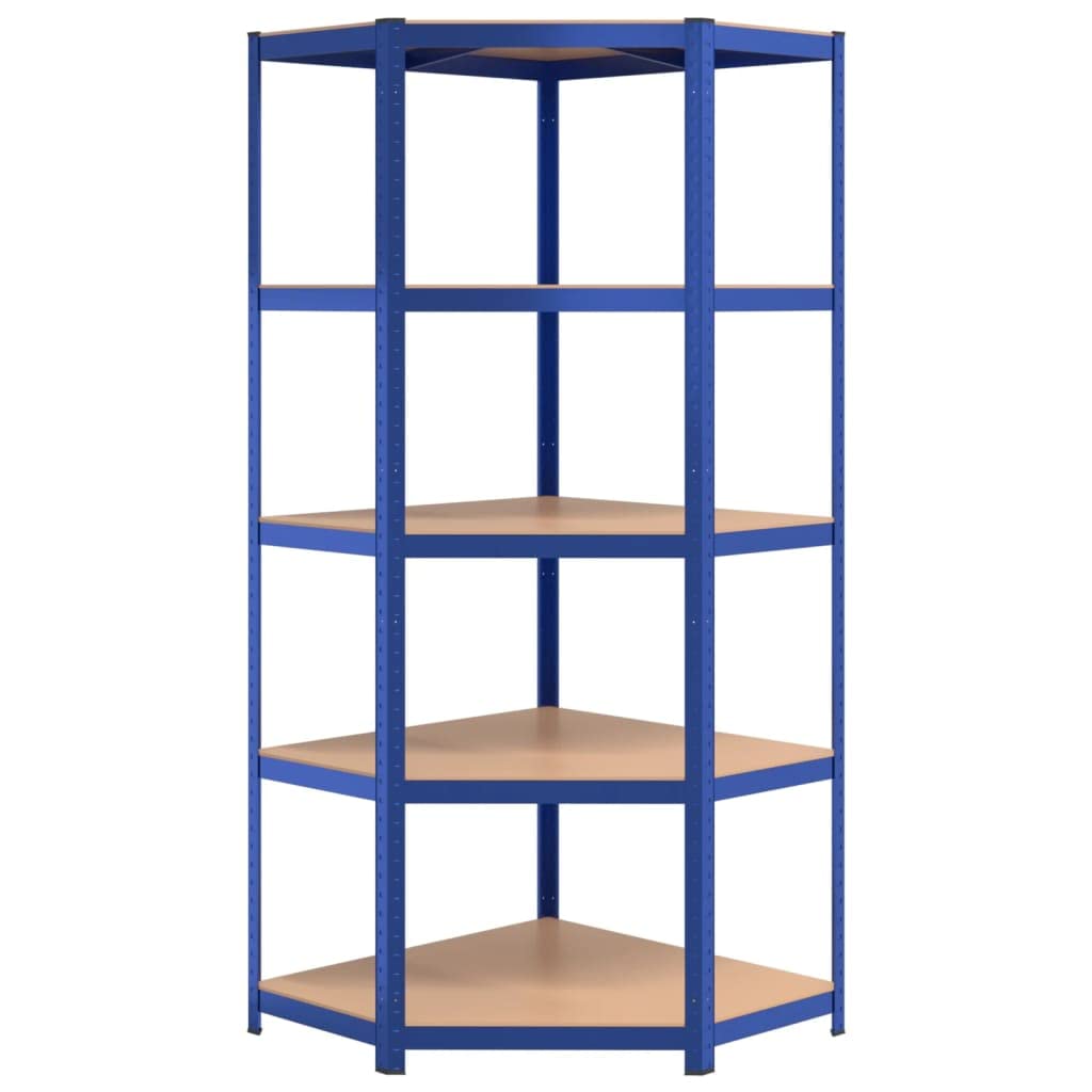 Foto 5 | Estante De Esquina Vidaxl De 5 Capas De Acero Azul Y Madera Artificial - Venta Internacional.