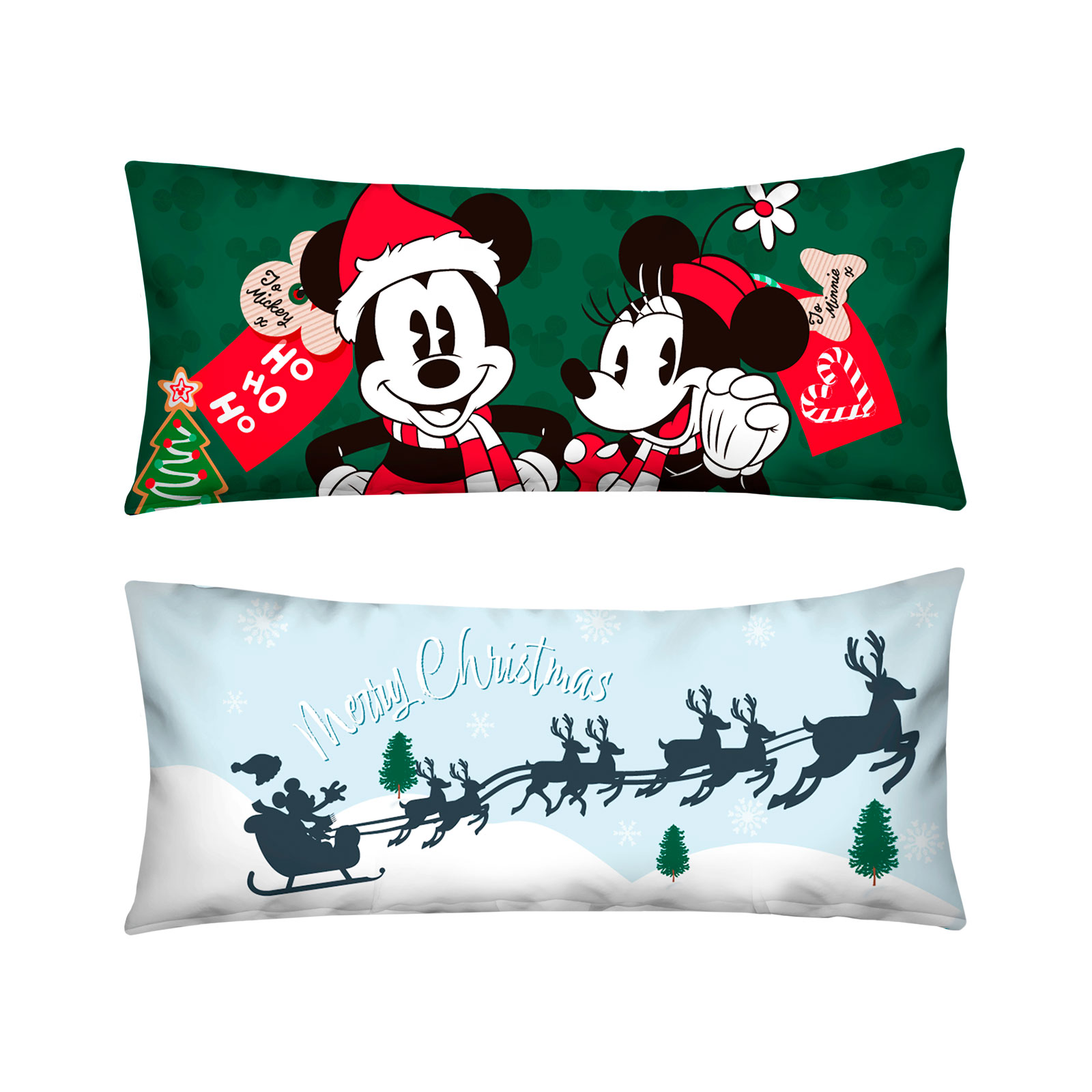 Almohada Navideña Súper Jumbo  Providencia Mickey & Minnie Verde