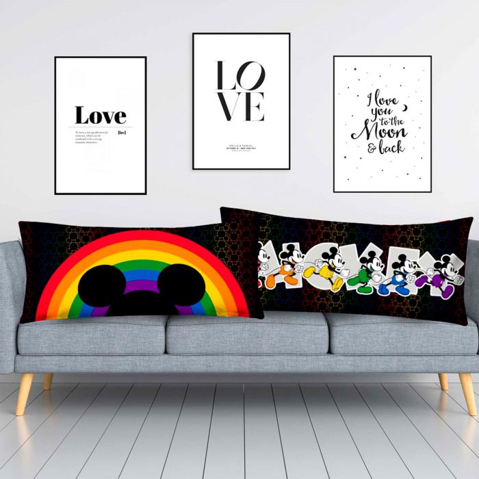 Foto 3 pulgar | Almohada Súper Jumbo Mickey Rainbow Pride Black