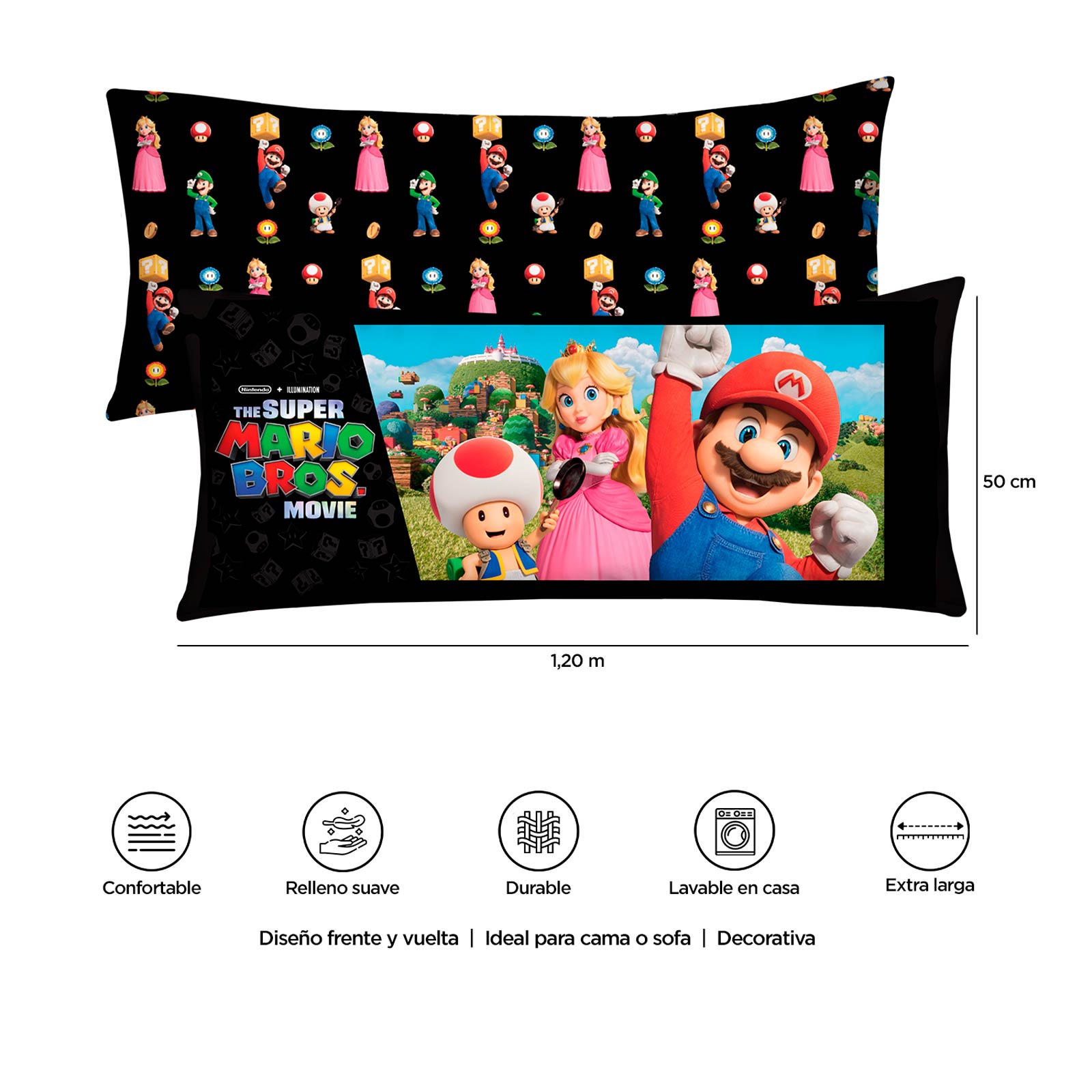 Foto 5 | Almohada Super Jumbo Mario Bros Friends - Providencia Multicolor