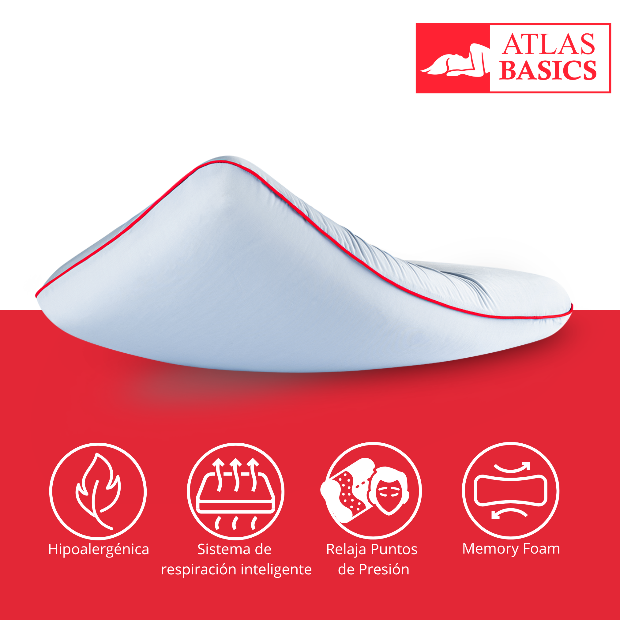 Foto 2 | Almohada Atlas Night Fresh con Espuma Termosensible 2 Piezas