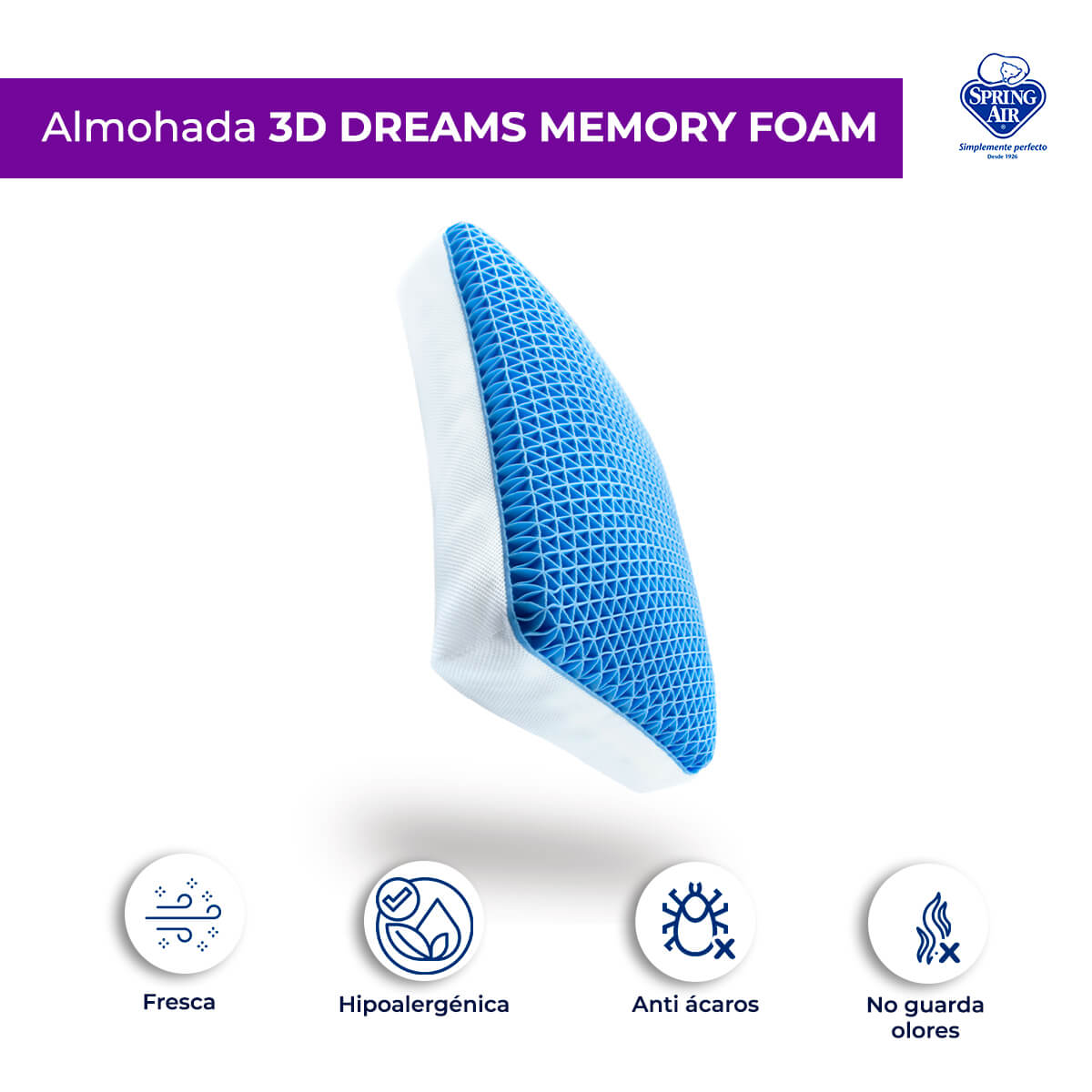 Foto 3 pulgar | Almohada Spring Air 3dreams de Memory Foam Multicolor