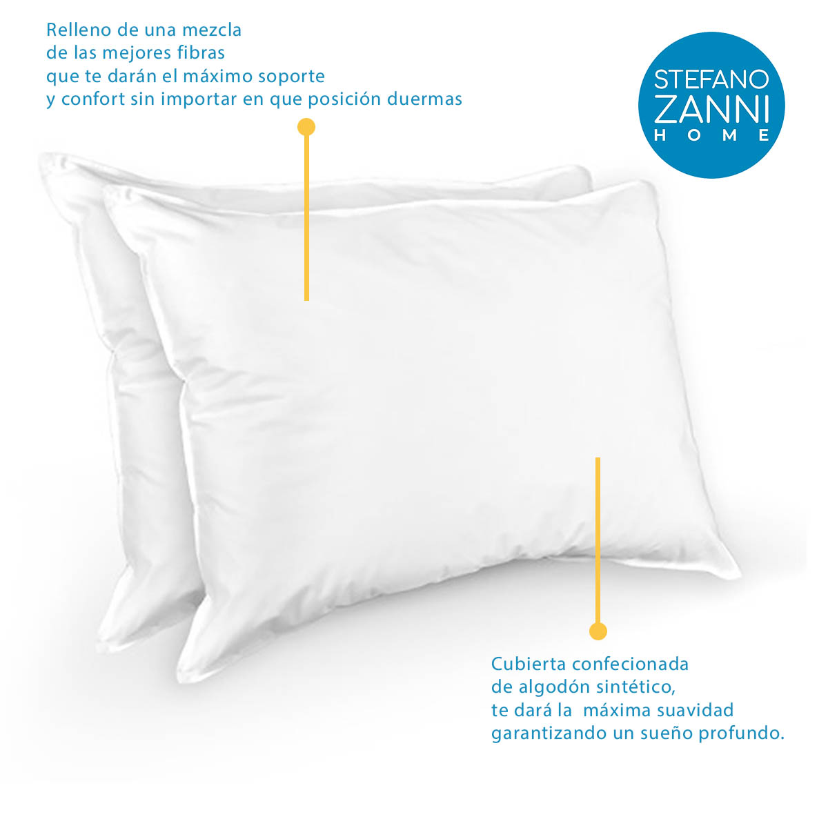 Foto 3 pulgar | Almohadas Stefano Zanni Home 2Pack color Blanco 2 Piezas