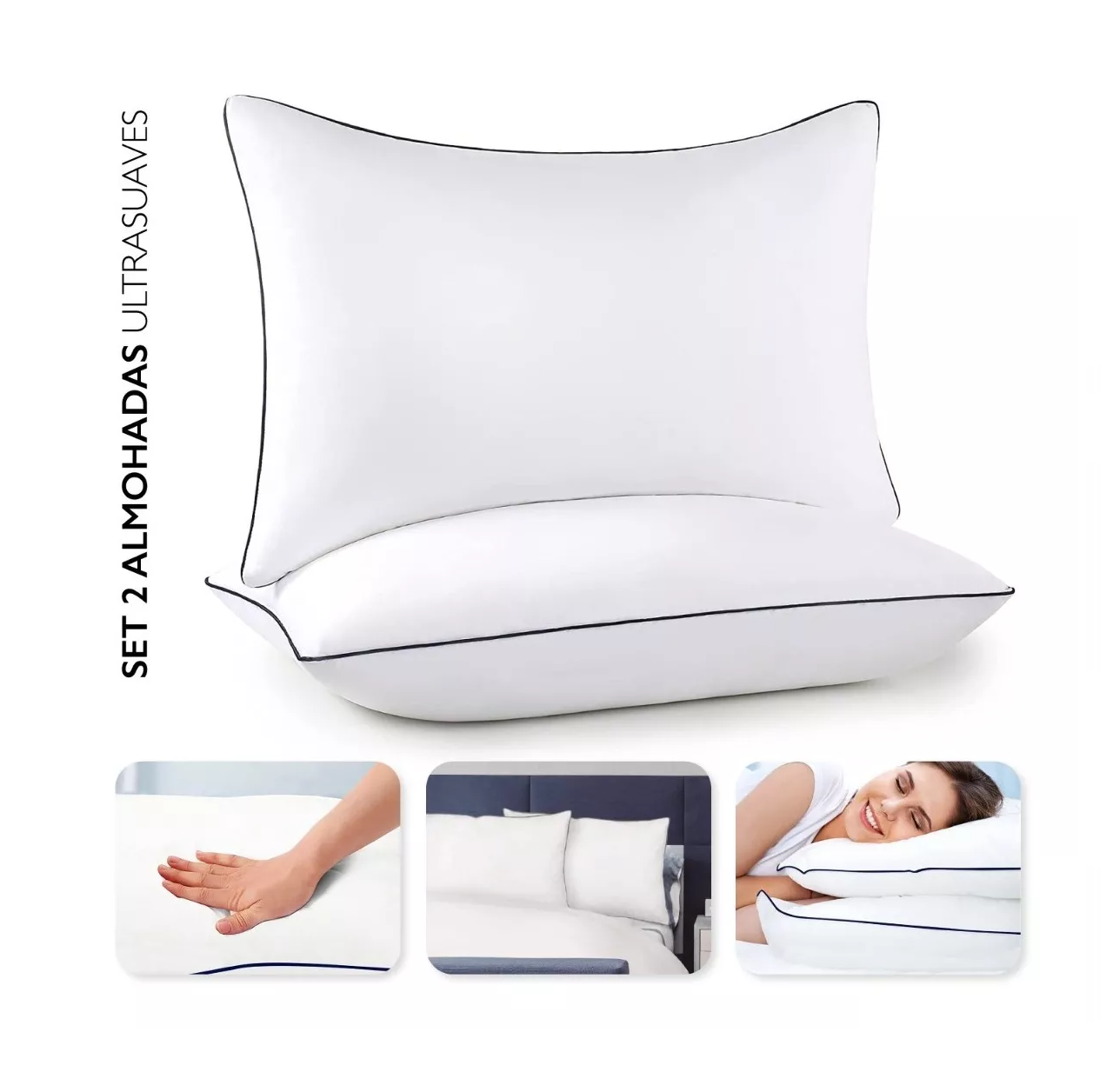 Foto 5 pulgar | Almohadas Belug color Blanco 2 Piezas