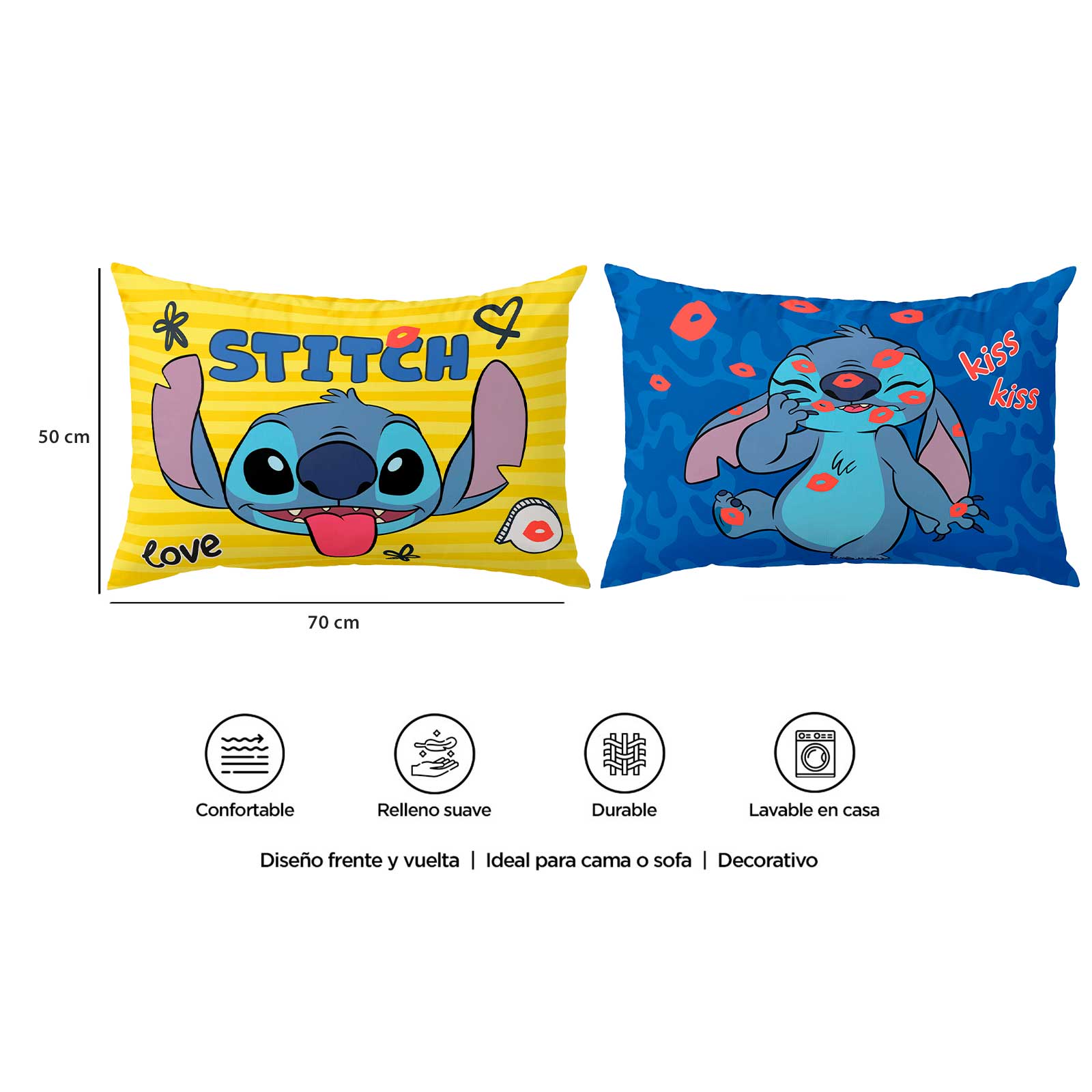Foto 4 | Almohada Providencia Stitch Kiss 70 x 50 cm