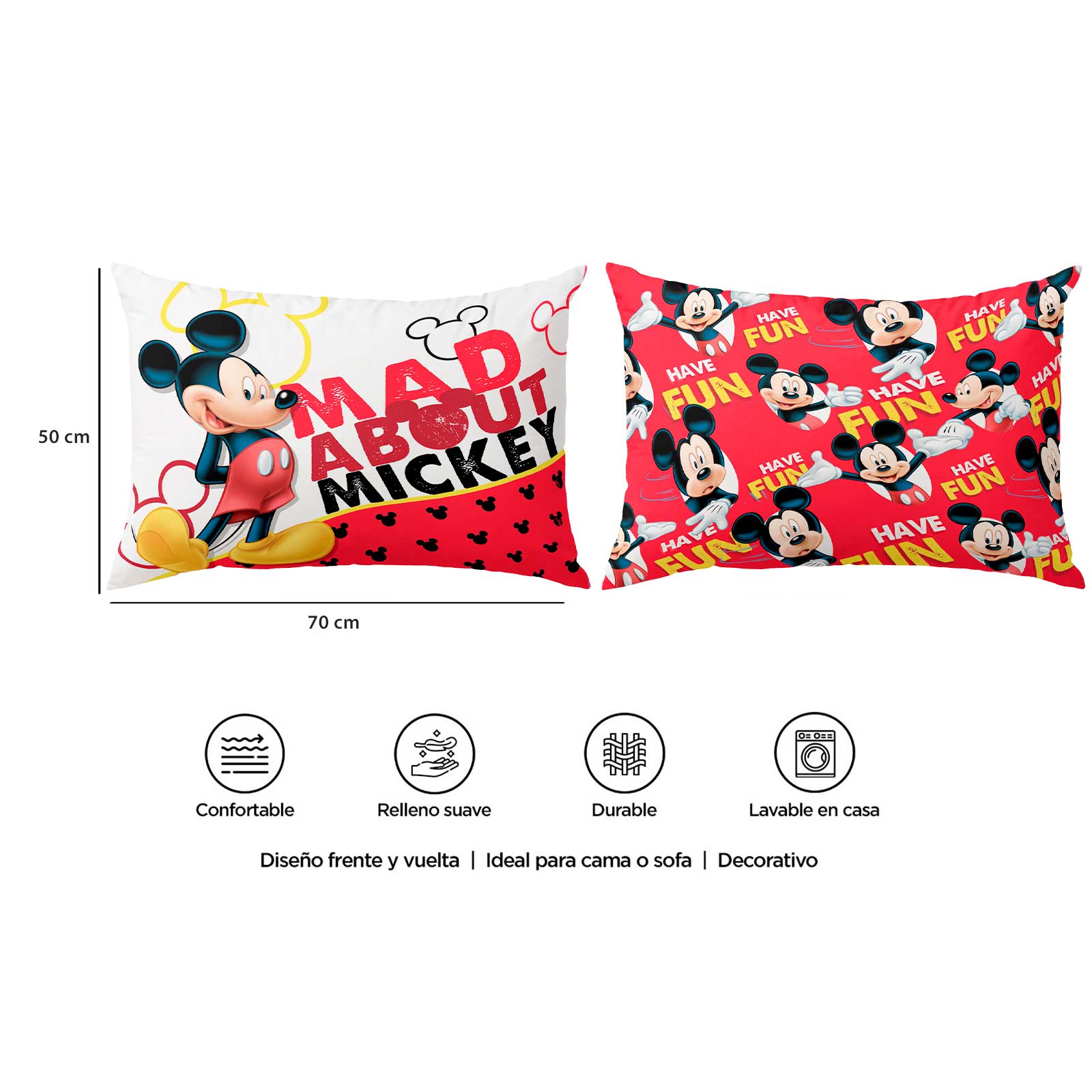 Foto 5 pulgar | Almohada Providencia Mickey Mouse 70 x 50 cm