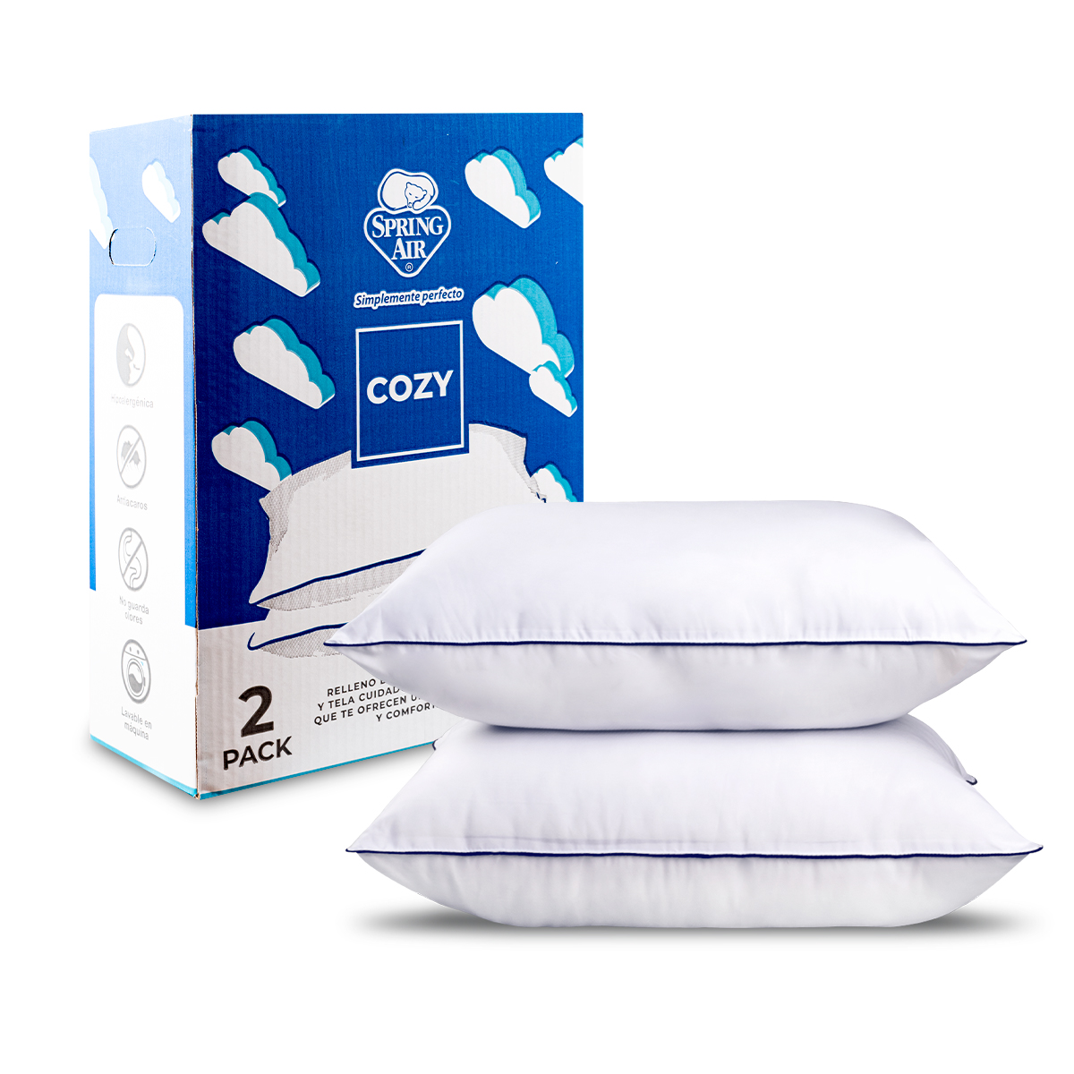 Foto 2 pulgar | Almohadas en Caja 2 Piezas Spring Air Cozy Blanco