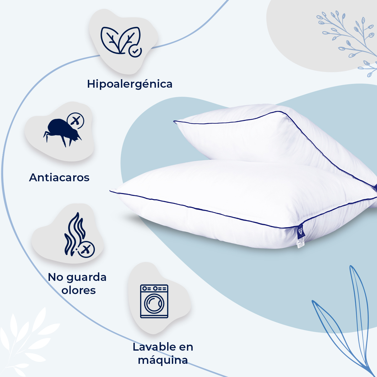 Foto 3 pulgar | Almohadas en Caja 2 Piezas Spring Air Cozy Blanco