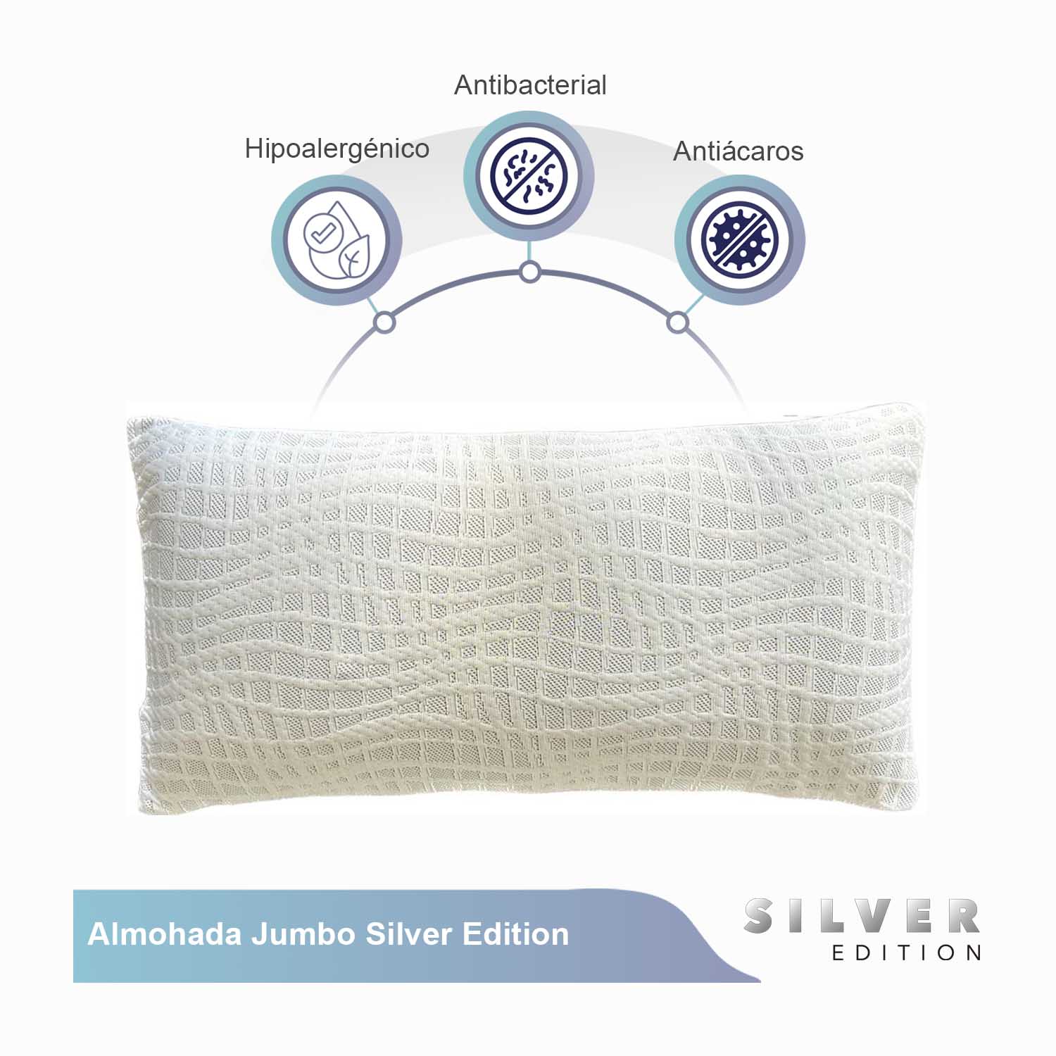 Foto 3 pulgar | Almohada Jumbo Memory Foa Silver Edition