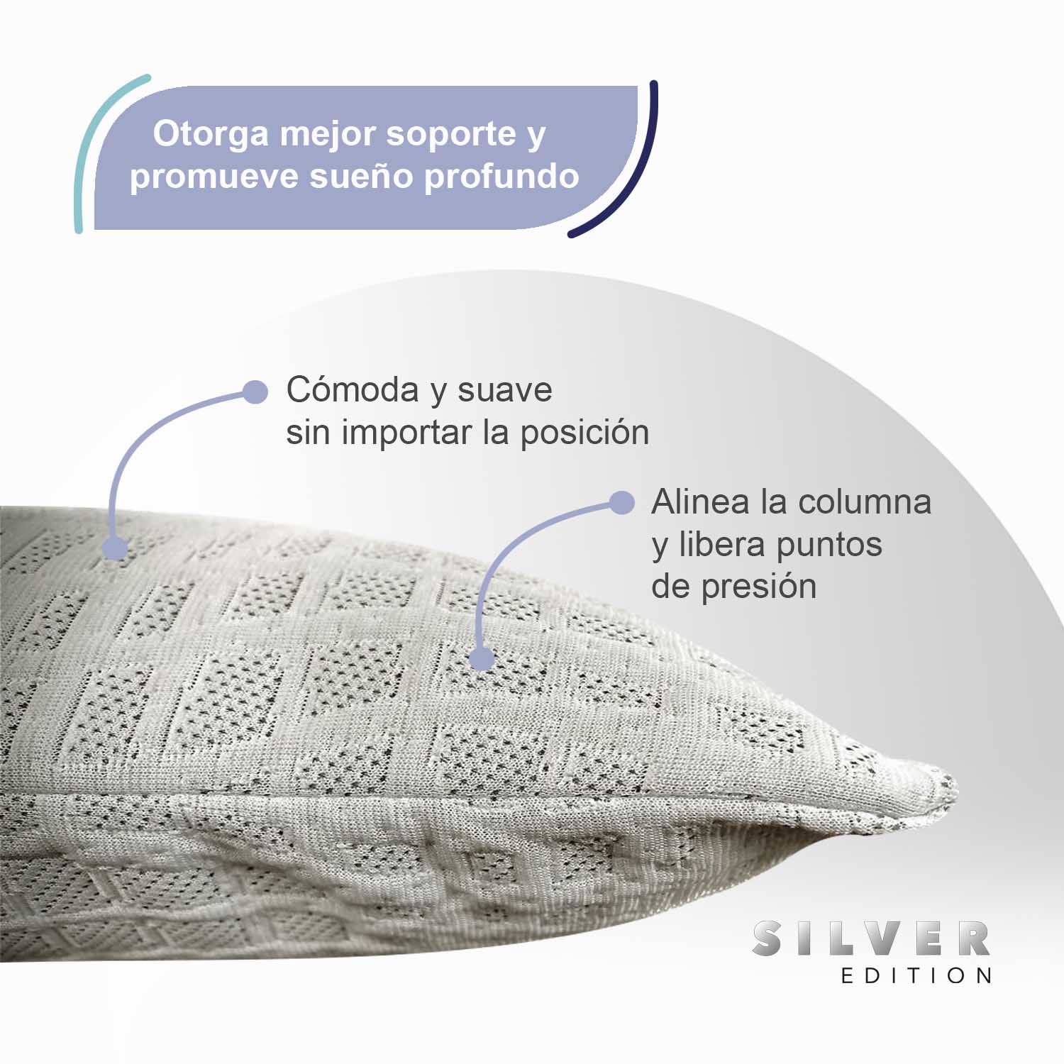 Foto 4 pulgar | Almohada Jumbo Memory Foa Silver Edition