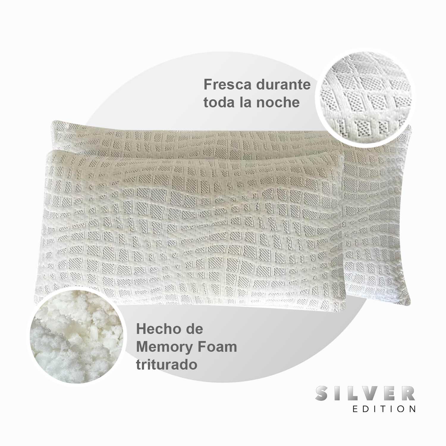 Foto 5 pulgar | Almohada Jumbo Memory Foam Silver Edition 2 Piezas