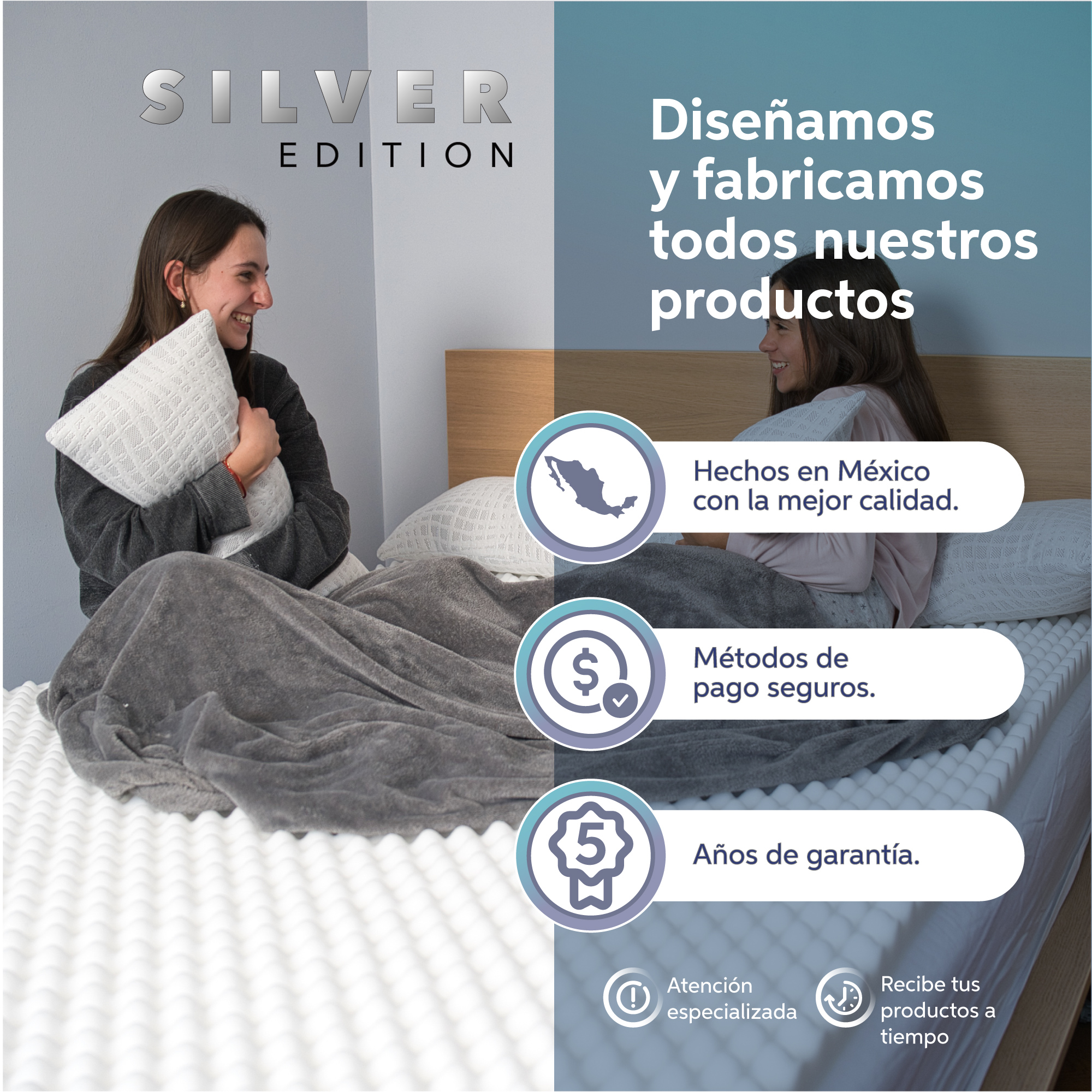 Foto 7 | Almohadas Memory Foam Estándar Silver Edition