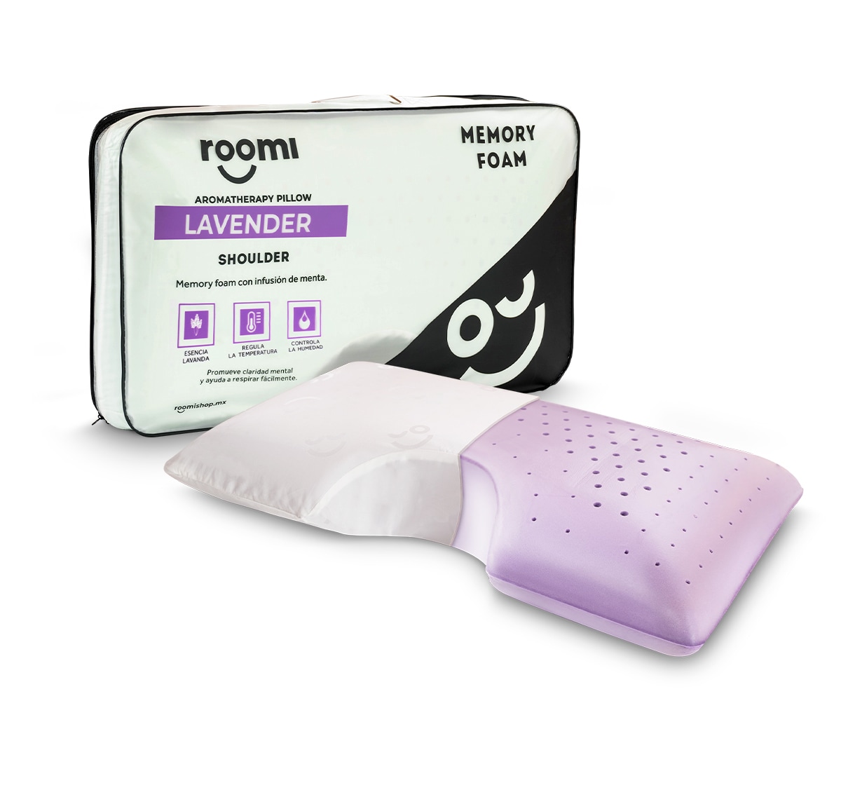 Almohada Shoulder Roomi Aromaterapia Esencia Lavanda Queen Size $1,399