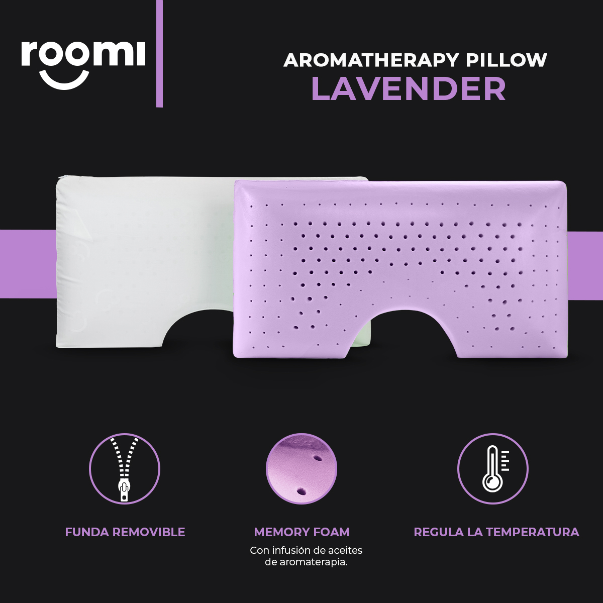 Foto 4 pulgar | Almohada Shoulder Roomi Aromaterapia Esencia Lavanda Queen Size