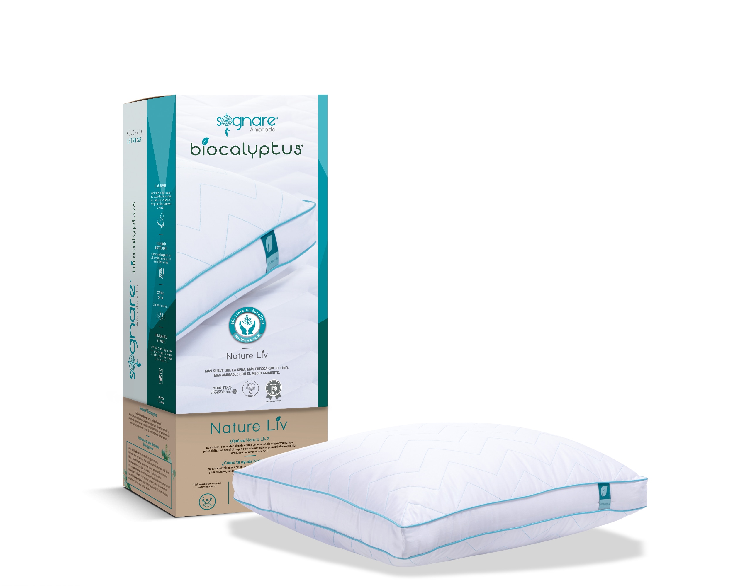 Almohada Sognare Biocalyptus King Size Relleno Firme Fibras de Eucalipto Hipoalergénico $1,440