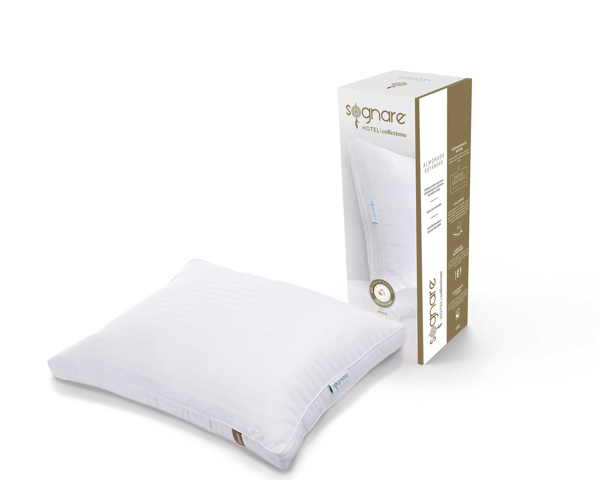 Almohada Sognare Collezione Tamaño Estándar Relleno Firme Blanca