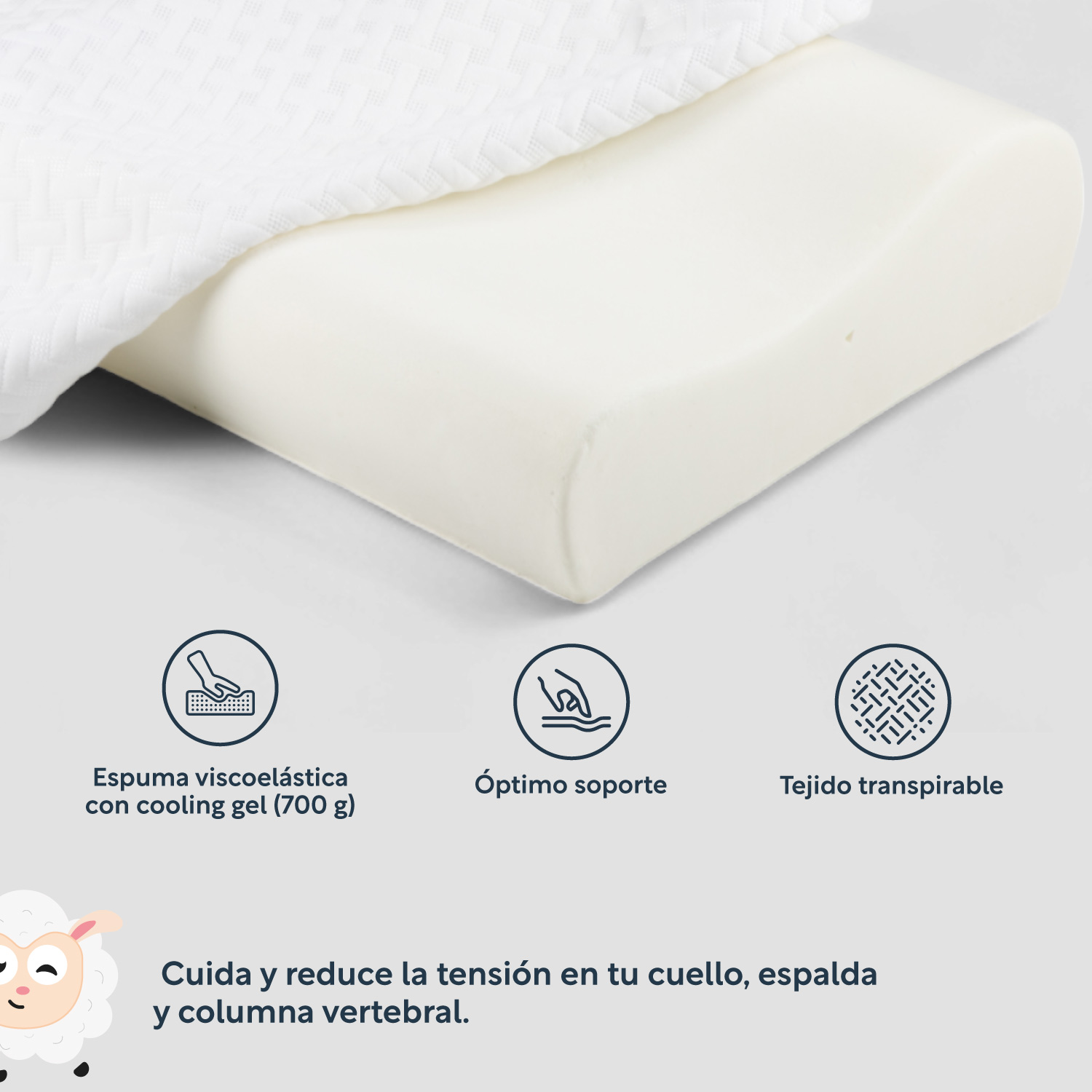 Foto 3 pulgar | Almohada Ortopédica Cervical Memory Foam Viscoelástica Suave