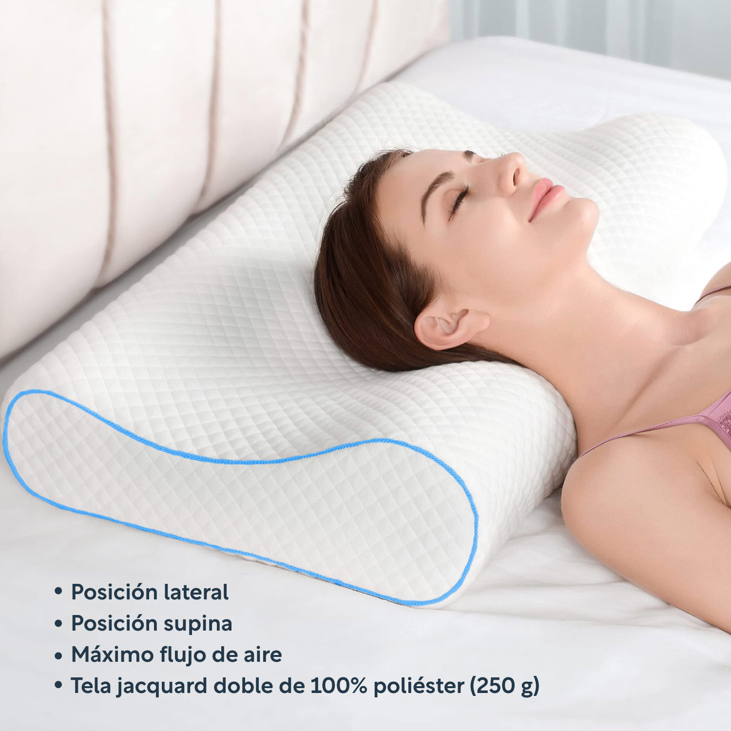 Foto 8 pulgar | Almohada Ortopédica Cervical Memory Foam Viscoelástica Suave