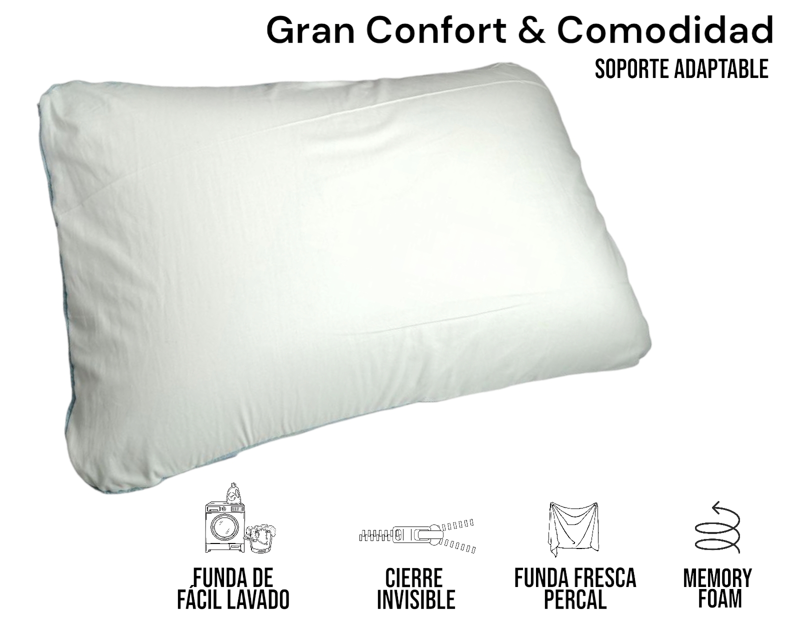 Foto 5 pulgar | Almohada Memory Foam Estandar Lunics  Color Blanco