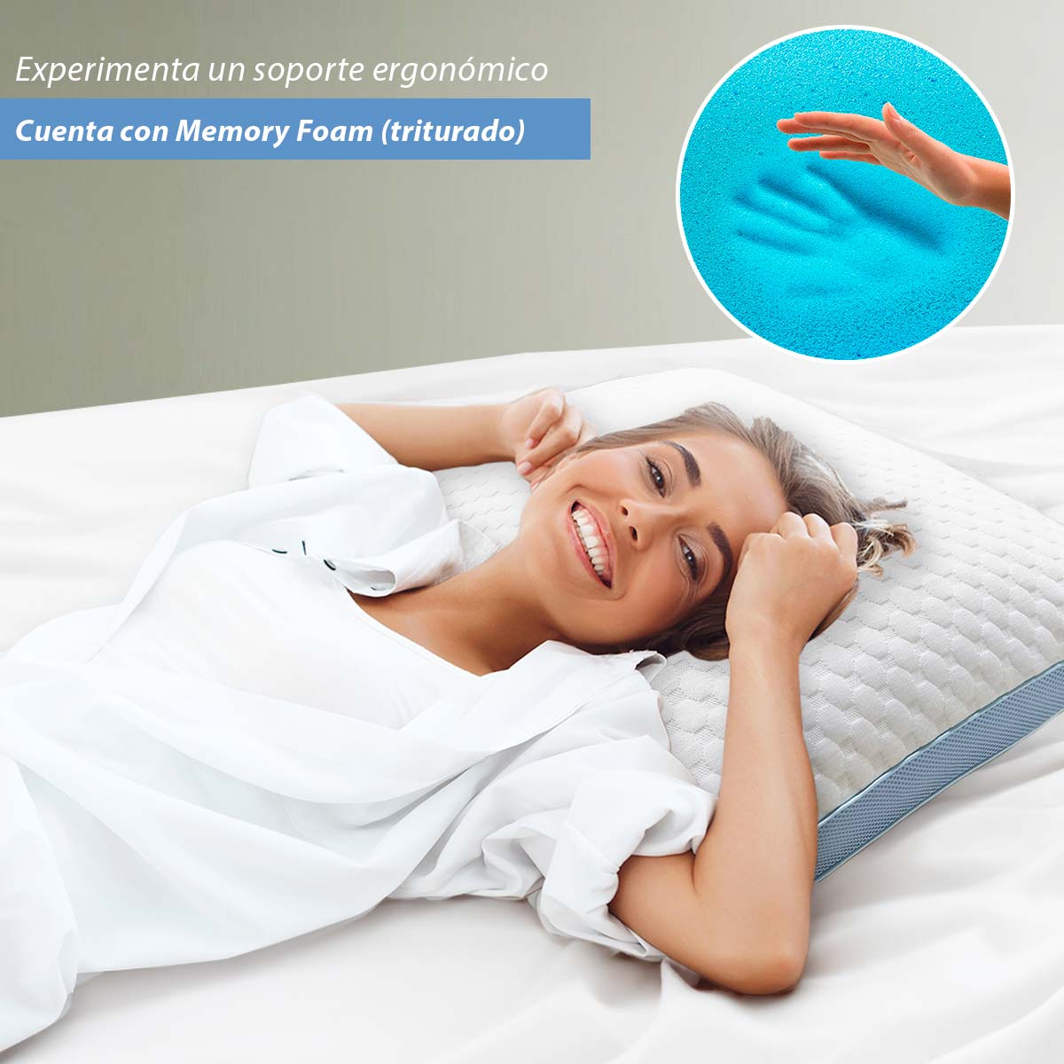 Foto 4 pulgar | Almohadas De Cama Tamaño King Para Dormir, Almohadas Ajustables De Memory Foam, Firmeza Media Para Dormir De Esp