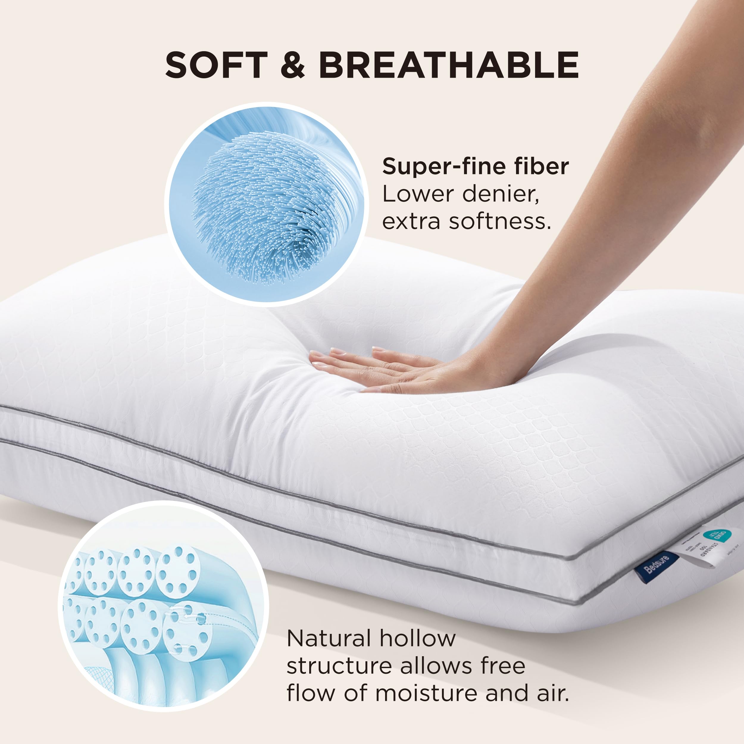 Foto 4 pulgar | Juego de 2 Almohadas King Size Bedsure- Venta Internacional