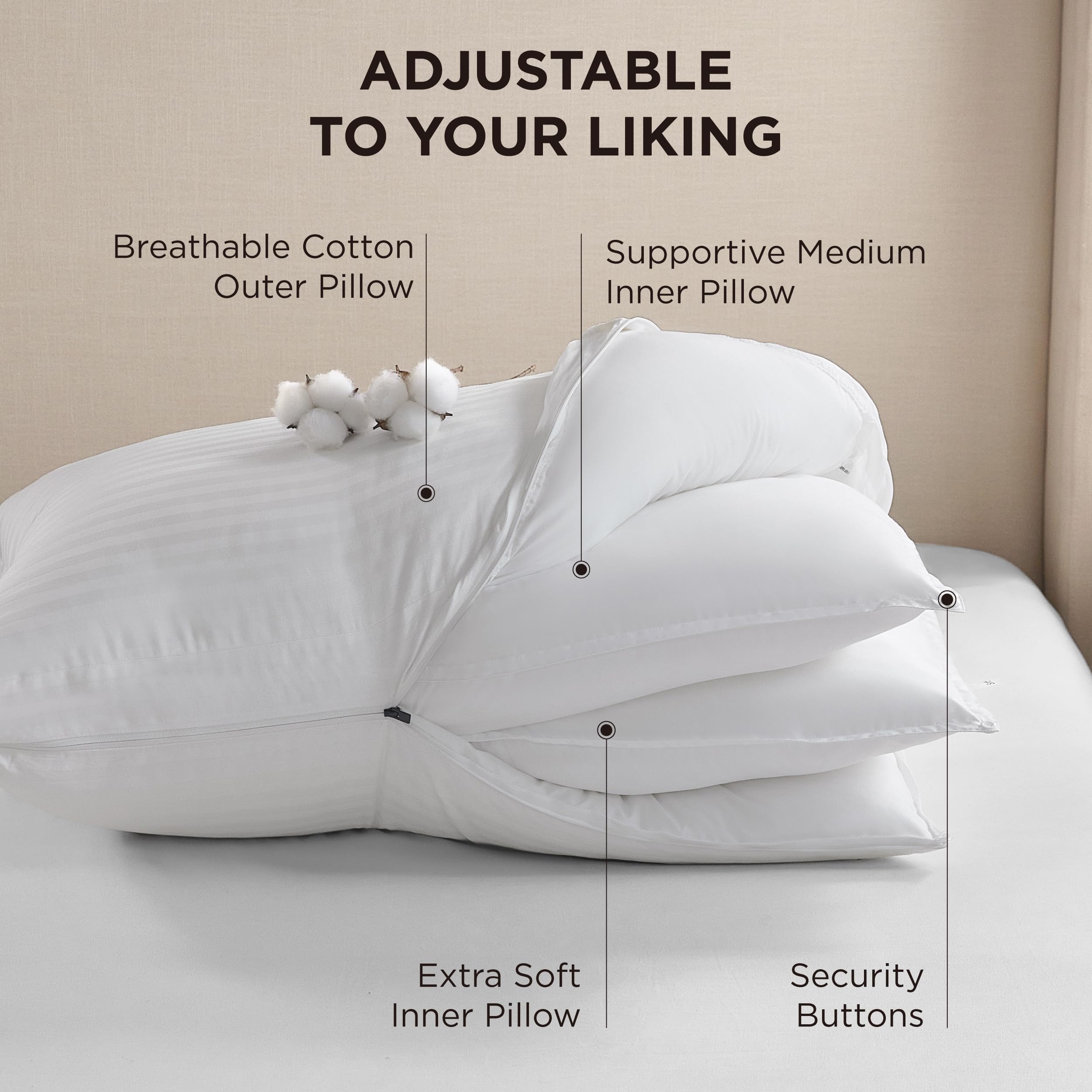 Foto 4 pulgar | Almohada Bedsure 2 Piezas-Venta Internacional