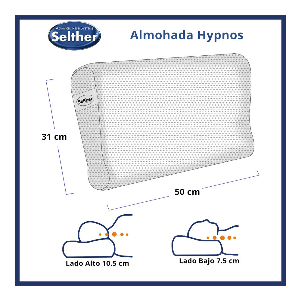 Foto 3 pulgar | Almohada Selther Hypnos Memory Foam Un Descanso Perfecto