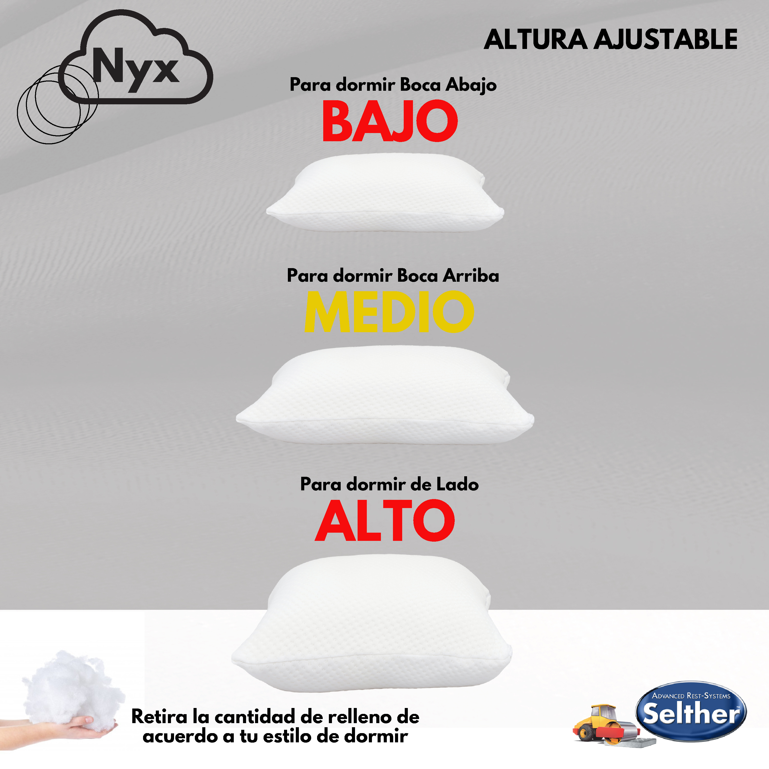 Foto 4 pulgar | Almohada Nyx Selther Memory Foam Descanso Perfecto Para Todos