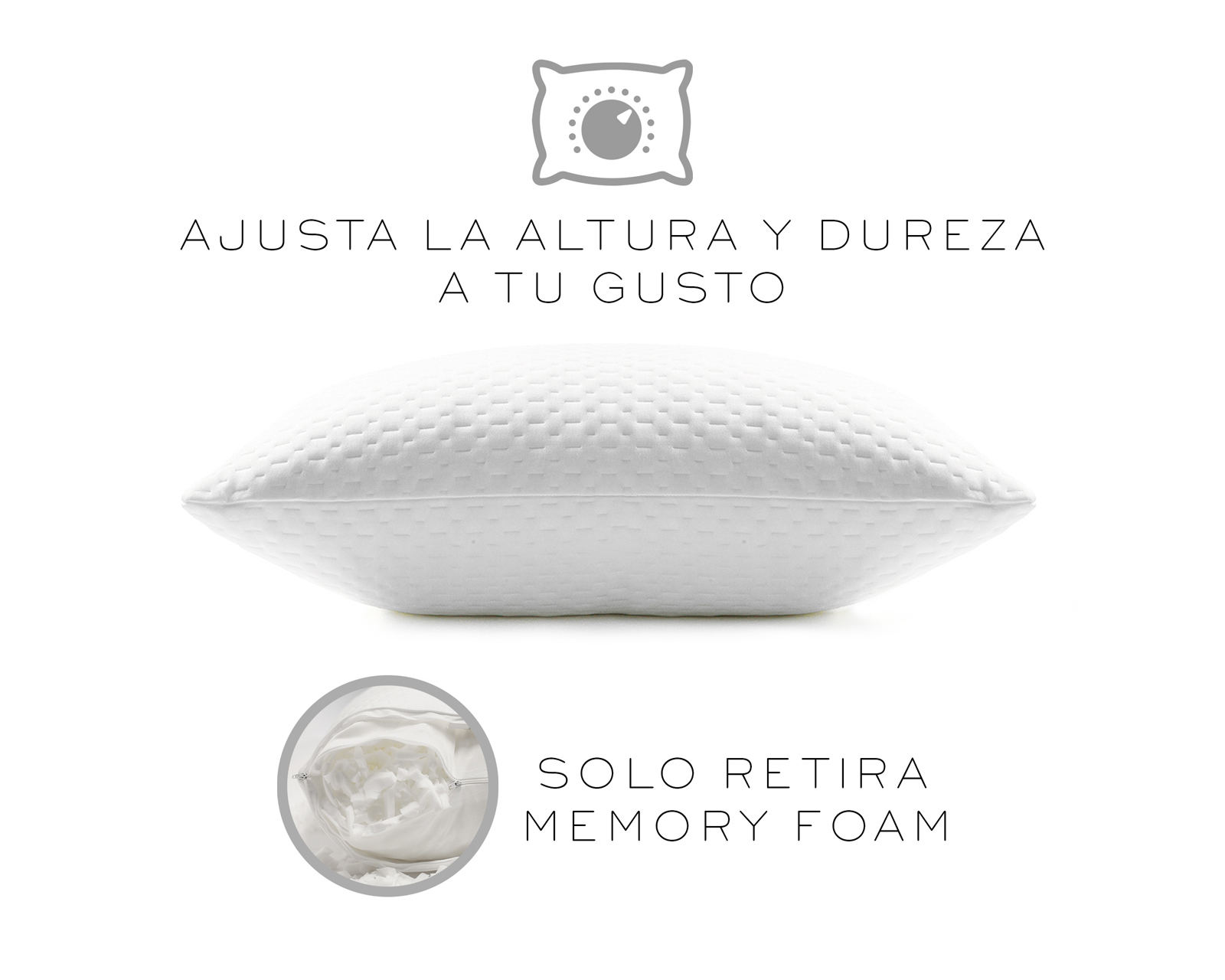 Foto 3 | Almohada Memory Foam Gel Ajustable Estándar Soporte Ergonómico Basitex