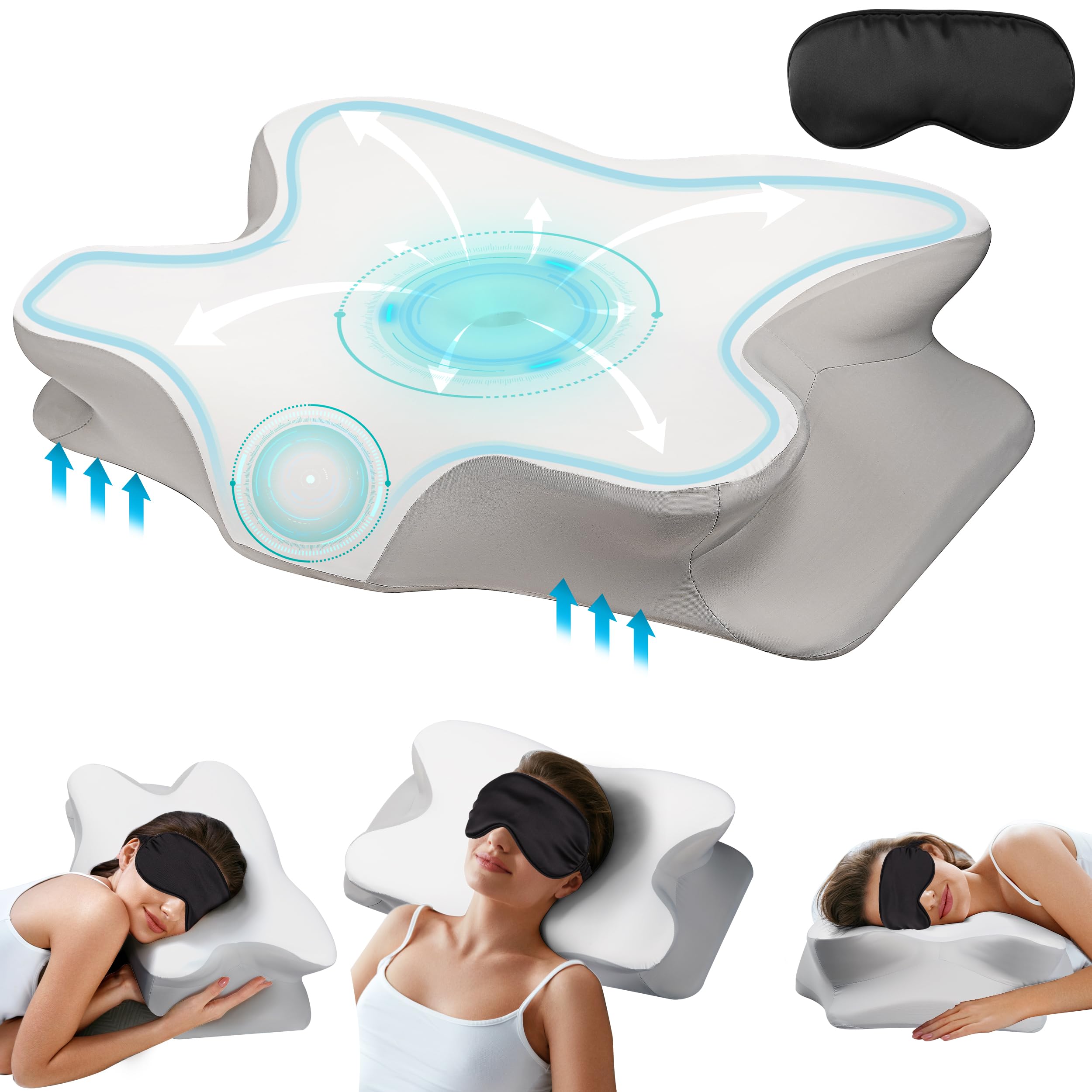 Almohada Cervical de Espuma Viscoelásticacon Máscara para Ojos - Venta Internacional