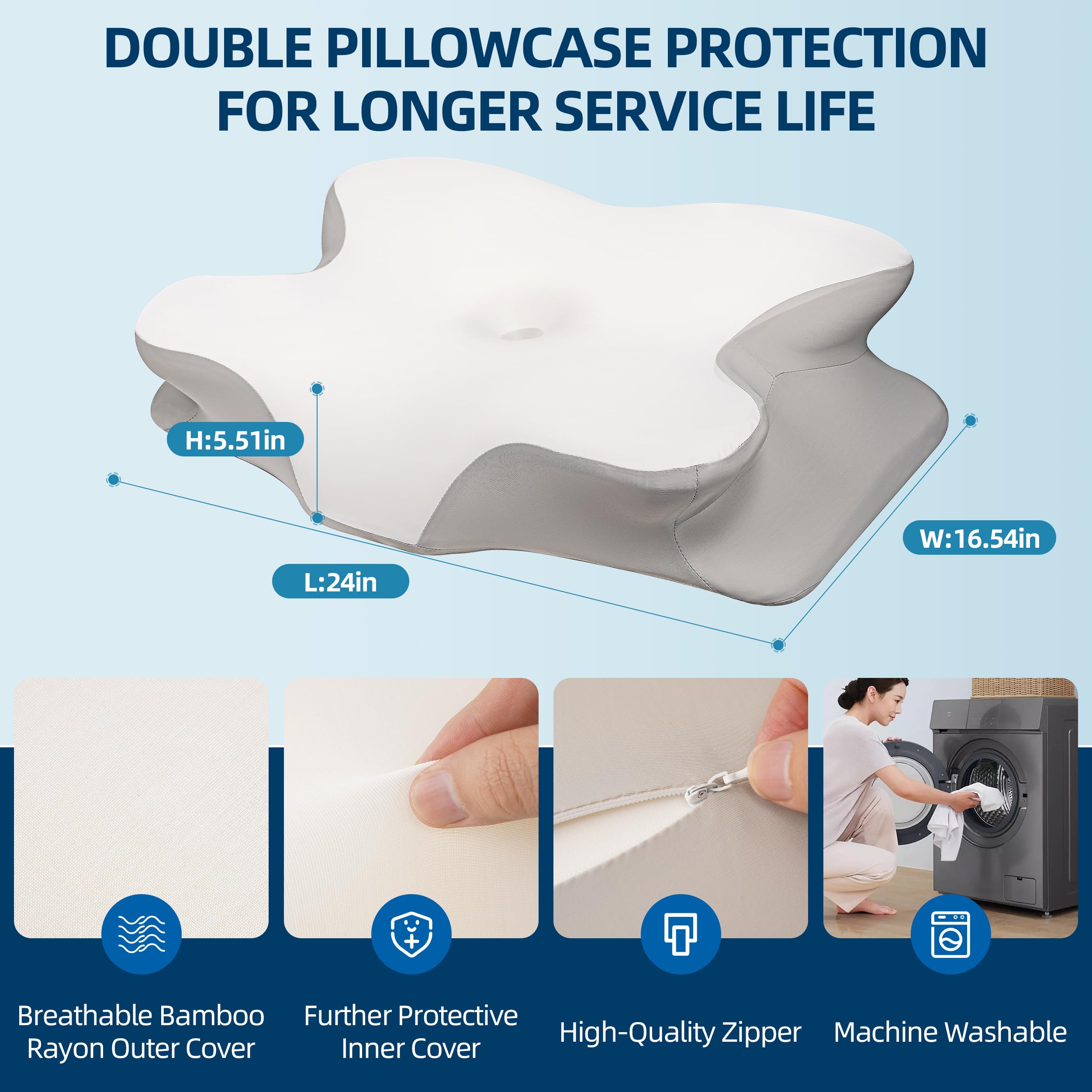 Foto 4 pulgar | Almohada Cervical de Espuma Viscoelásticacon Máscara para Ojos - Venta Internacional