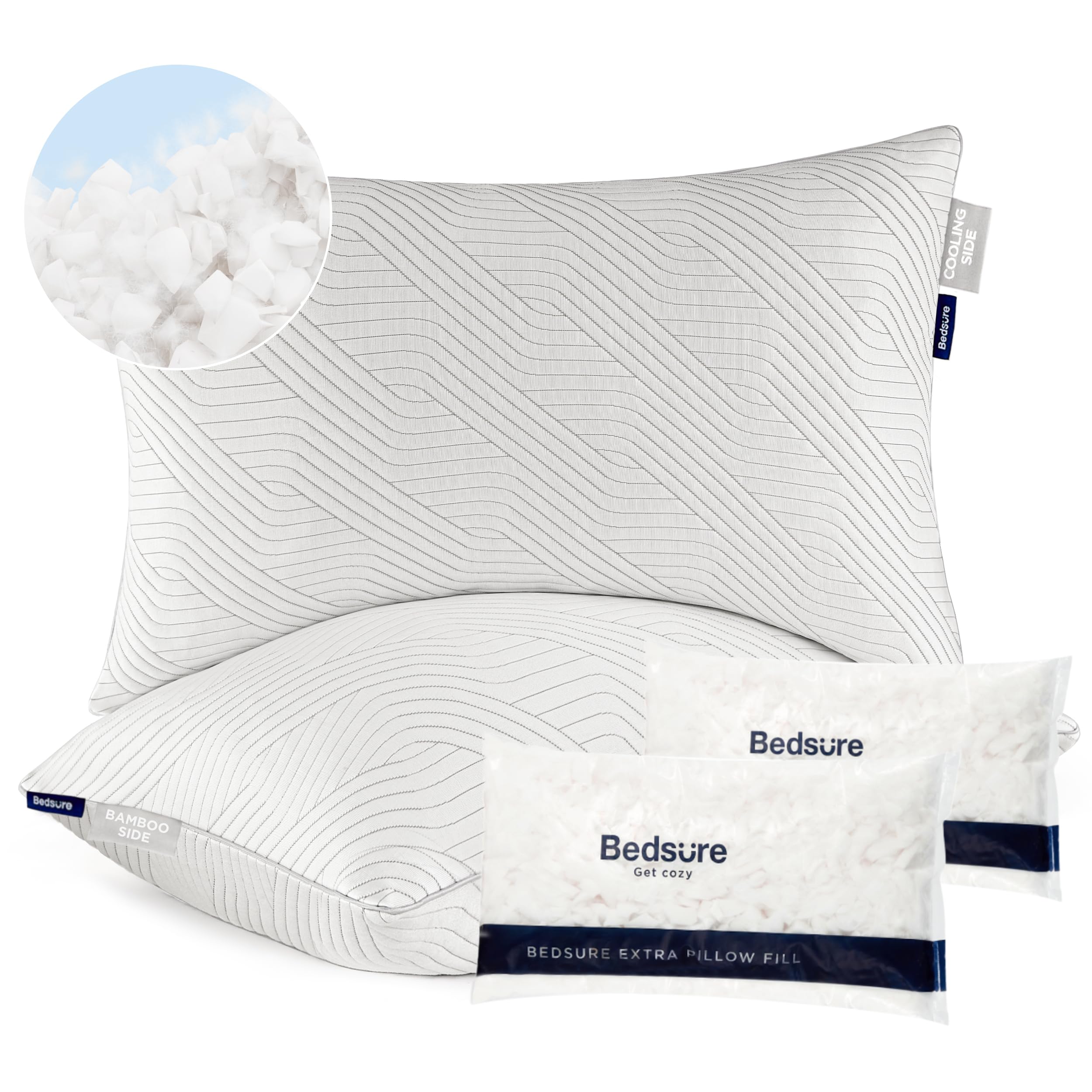 Foto 1 | Almohada Bedsure Firm King Size Juego de 2 Unidades de Espuma Viscoelástica Triturada - Venta Internacional