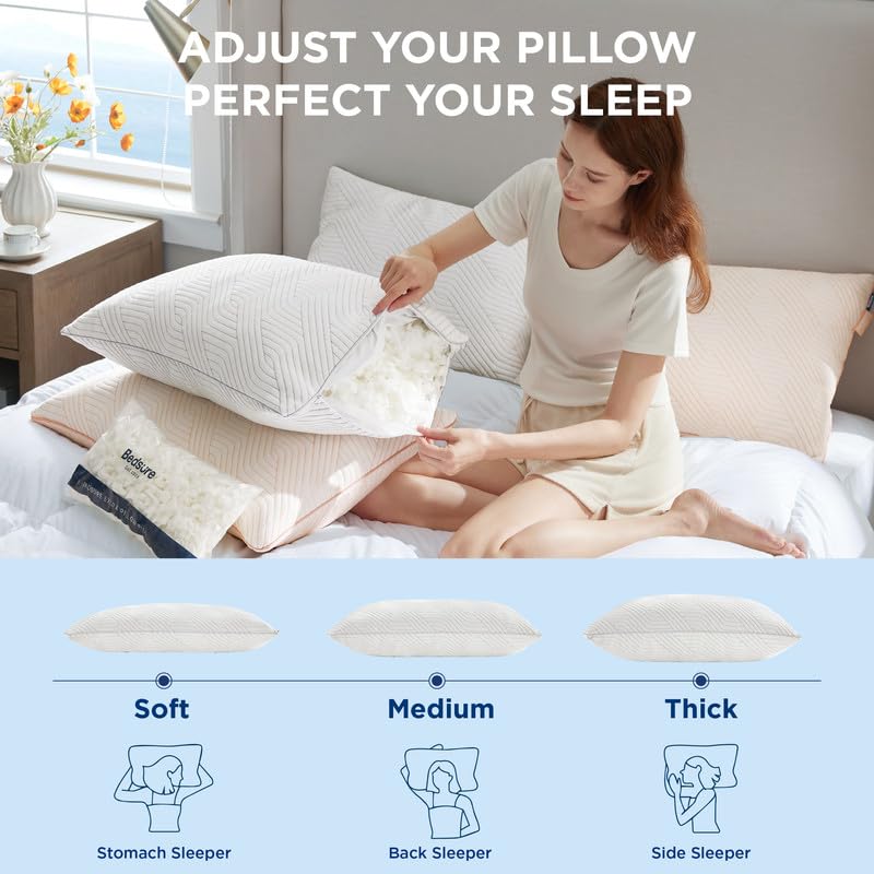 Foto 5 | Almohada Bedsure Firm King Size Juego de 2 Unidades de Espuma Viscoelástica Triturada - Venta Internacional