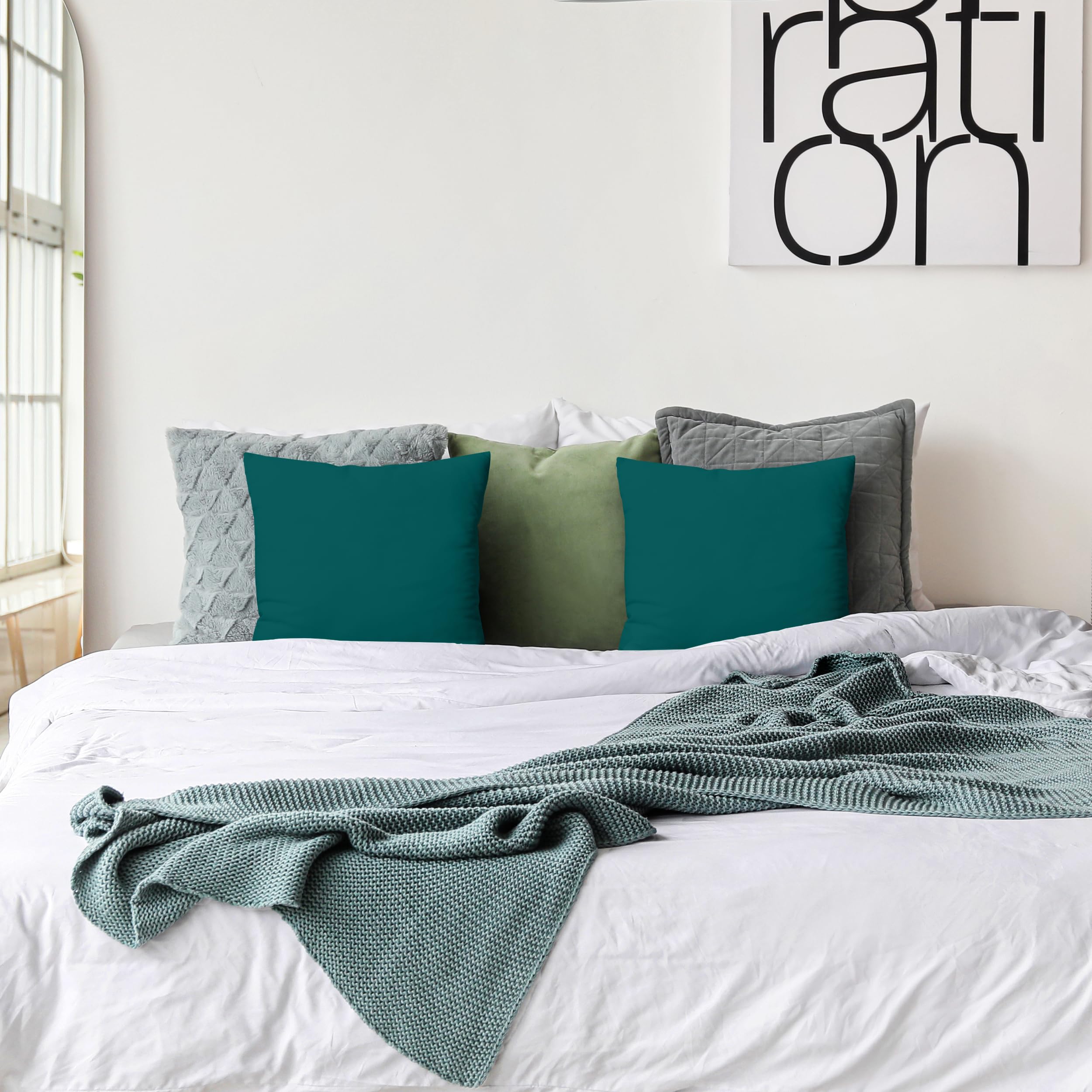 Foto 7 pulgar | Almohadas Utopia Bedding, Color Verde Azulado Oscuro, 45 X 45 Cm, Paquete De 2 - Venta Internacional.