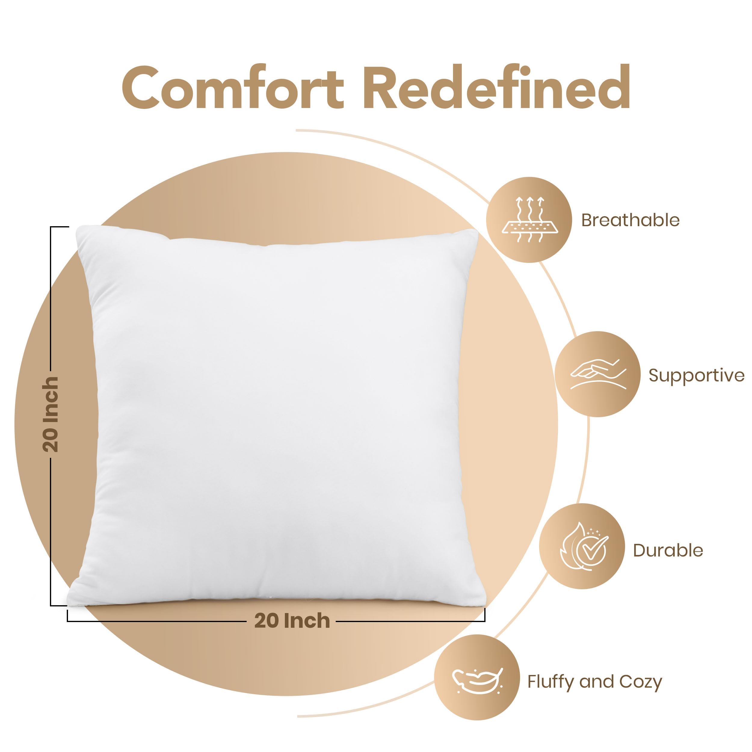 Foto 3 pulgar | Insertos De Almohada Utopia Bedding, 20 X 20 Cm, Color Blanco (paquete De 2) - Venta Internacional.