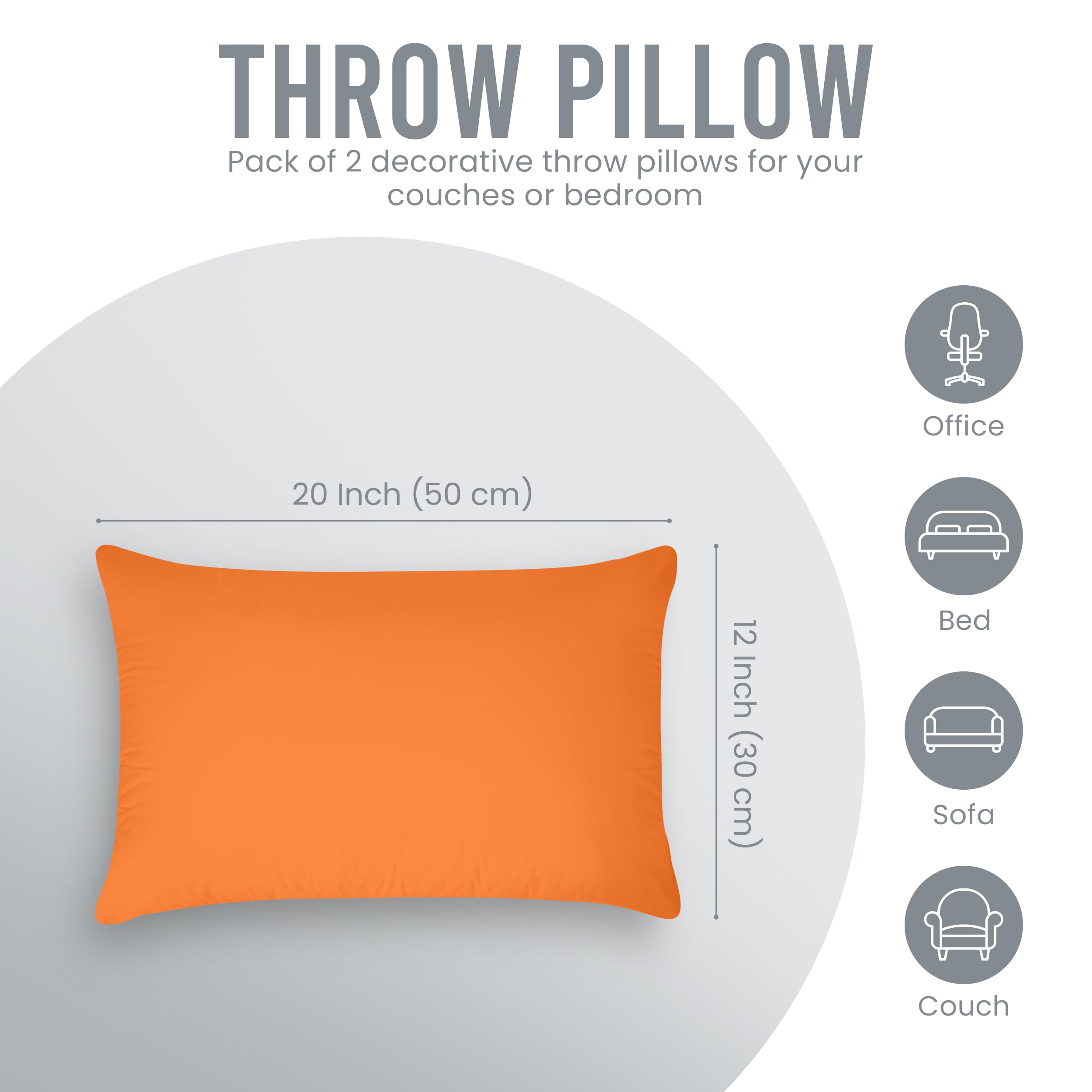 Foto 6 pulgar | Almohadas Throw Pillows Utopia 2 Unidades Naranja - Venta Internacional