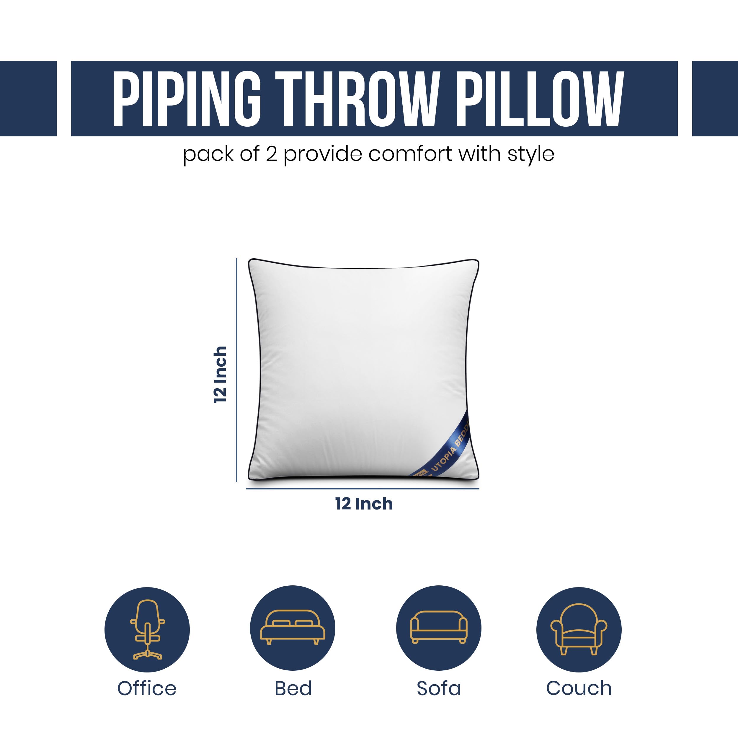 Foto 3 pulgar | Almohadas Utopia Bedding 2 Piezas Blanco - Venta Internacional
