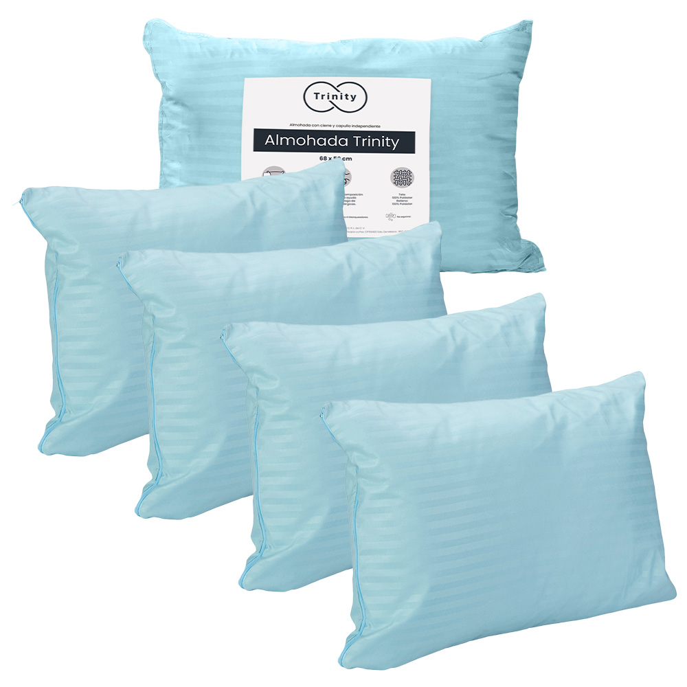 Foto 2 pulgar | Almohada Trinity Color Azul Cielo Pack De 4