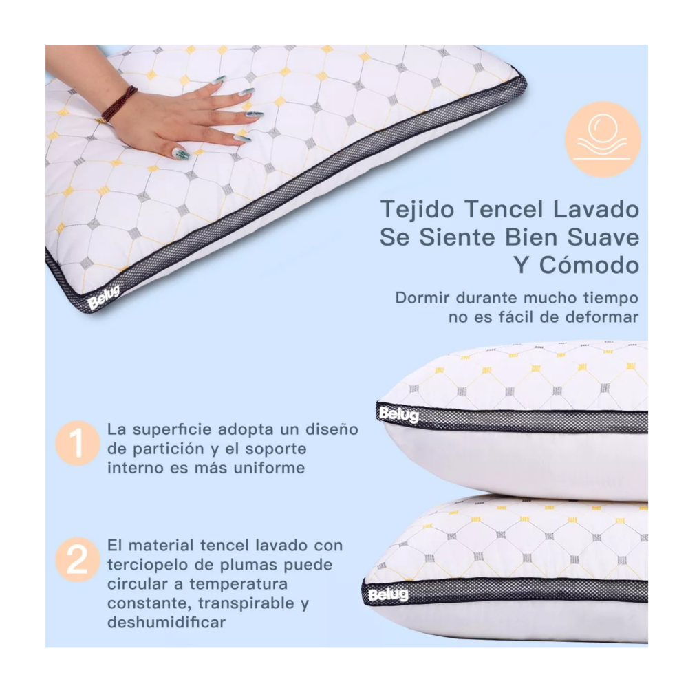 Foto 3 pulgar | Set 2 Almohadas Ultra Suaves Fibra Transpirables, Blanco Belug