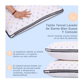 Foto 2 | Set 2 Almohadas Ultra Suaves Fibra Transpirables, Blanco Belug
