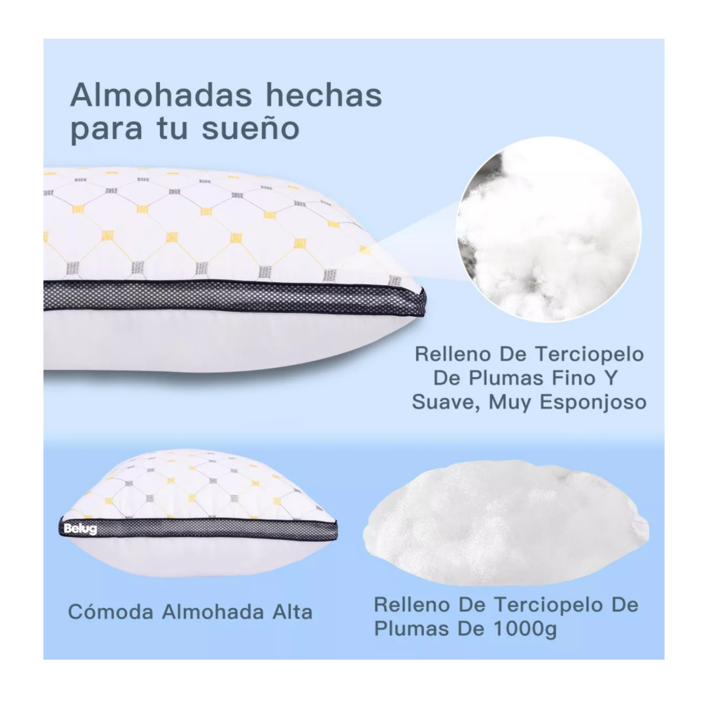Foto 4 pulgar | Set 2 Almohadas Ultra Suaves Fibra Transpirables, Blanco Belug