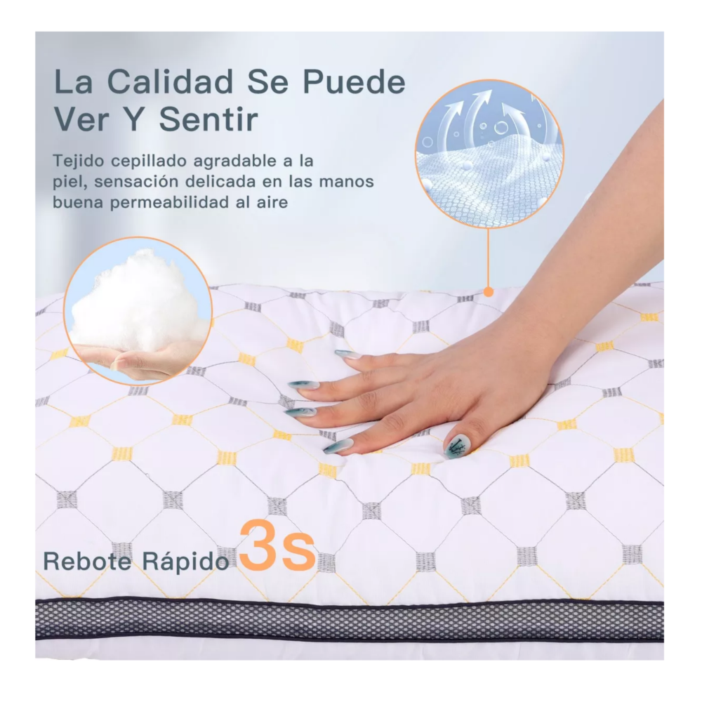Foto 5 pulgar | Set 2 Almohadas Ultra Suaves Fibra Transpirables, Blanco Belug