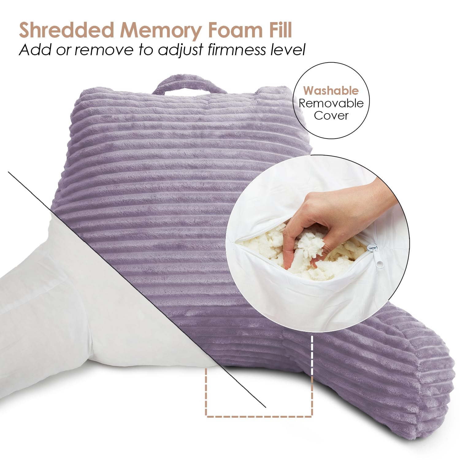 Foto 4 pulgar | Cojín De Lectura Clara Clark Para Cama Adulto Con Respaldo Para Espalda, Color Morado - Venta Internacional.
