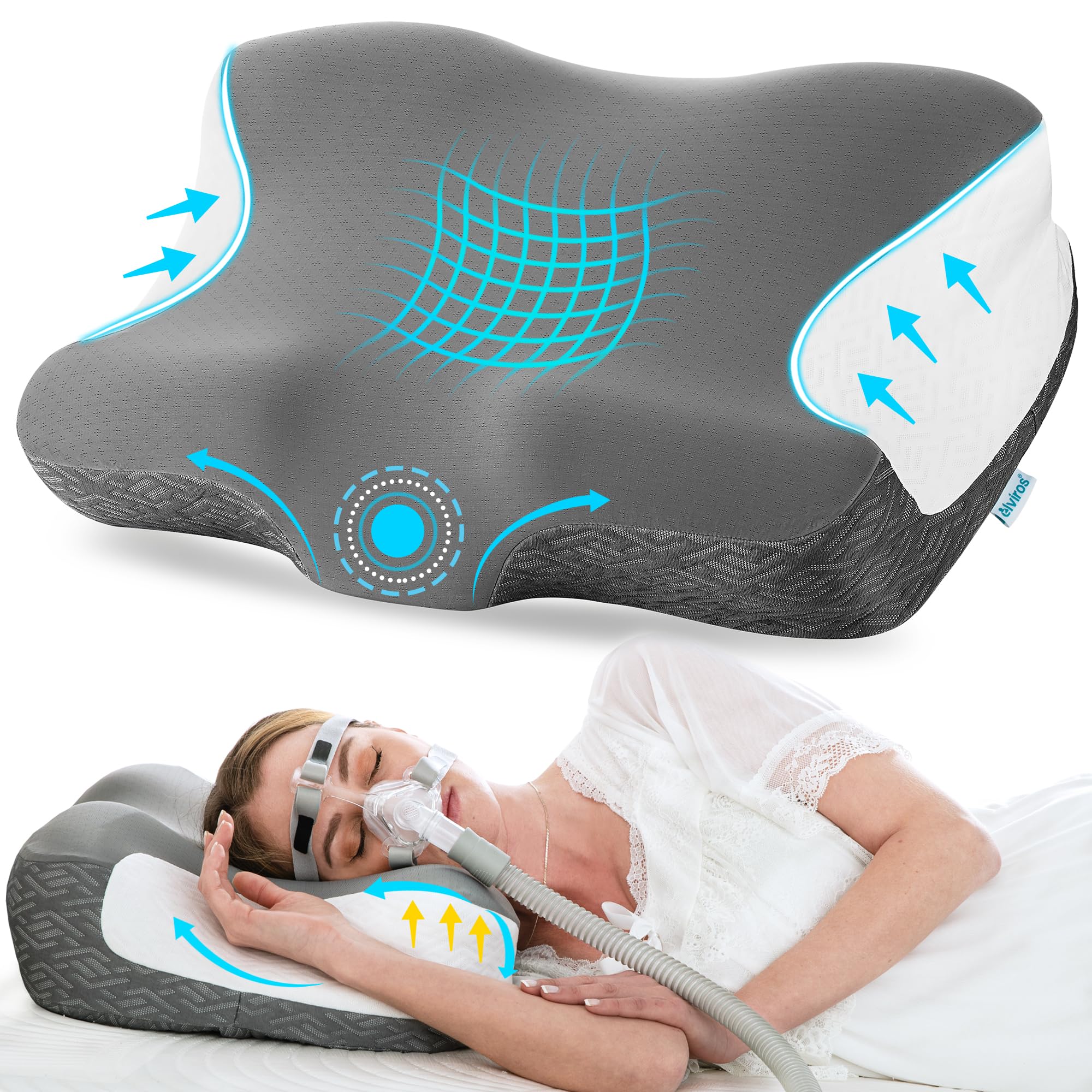 Almohada Cpap Elviros Para El Cuello Cervical Para Aliviar El Dolor De Cuello - Venta Internacional.