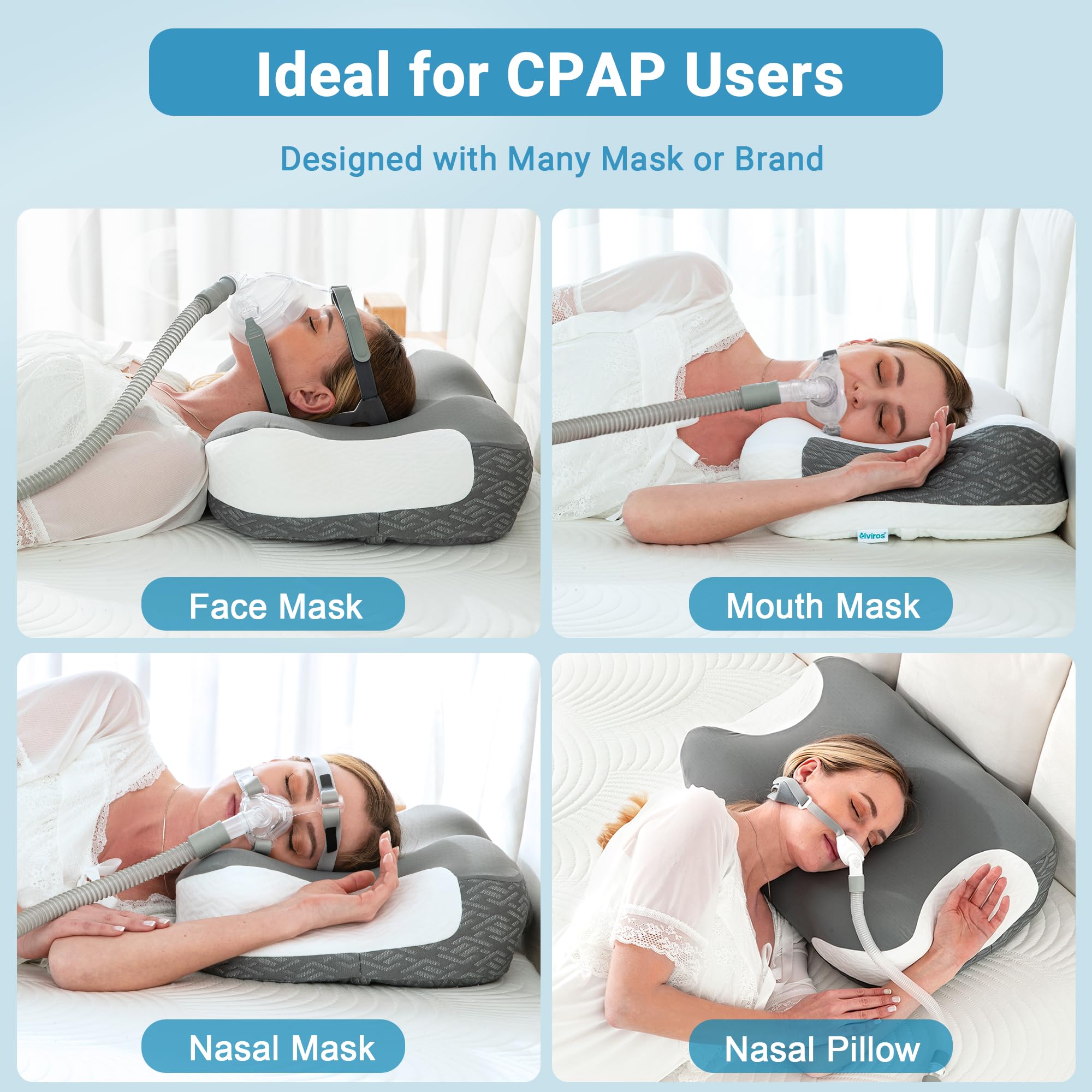 Foto 3 pulgar | Almohada Cpap Elviros Para El Cuello Cervical Para Aliviar El Dolor De Cuello - Venta Internacional.
