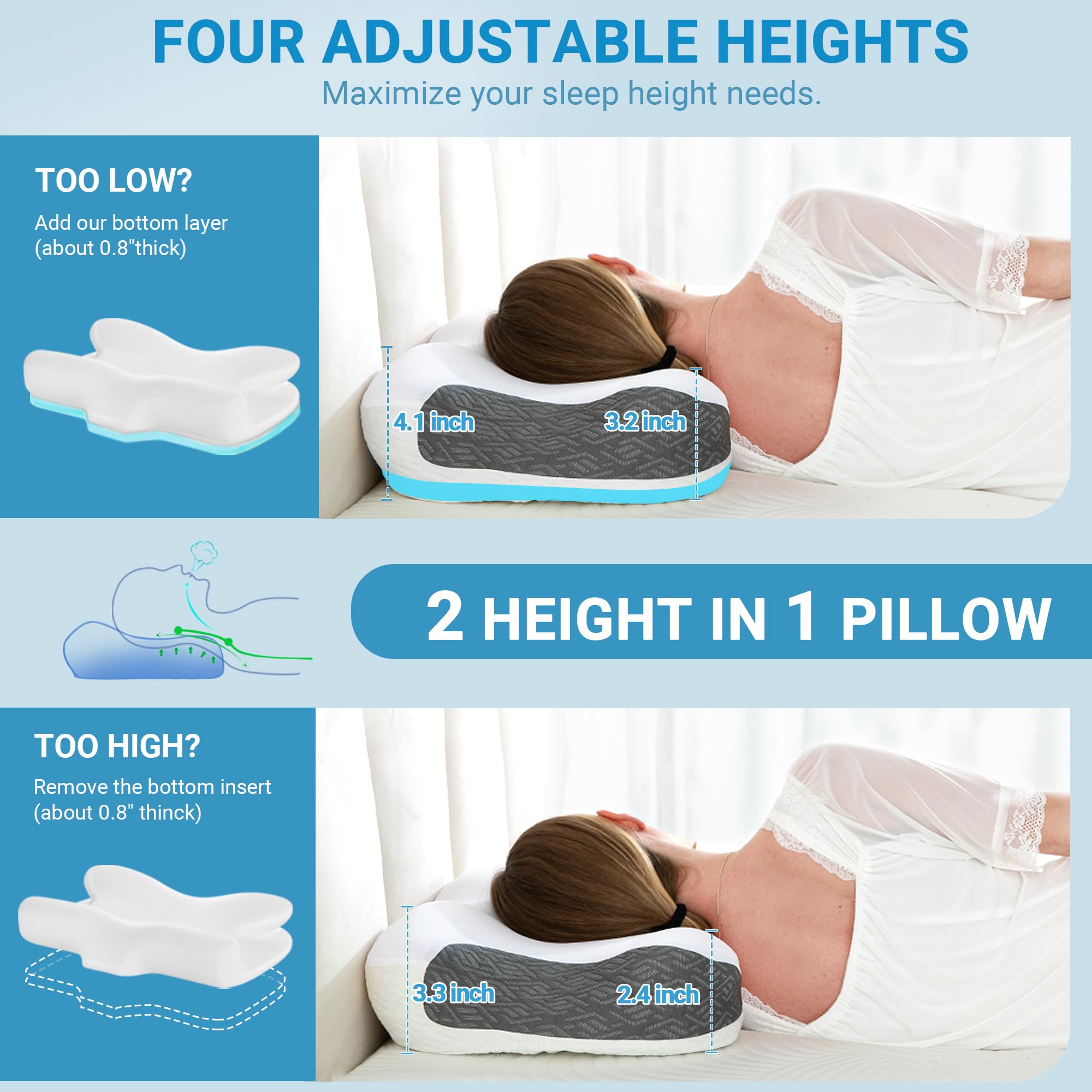 Foto 6 pulgar | Almohada Cpap Elviros Para El Cuello Cervical Para Aliviar El Dolor De Cuello - Venta Internacional.